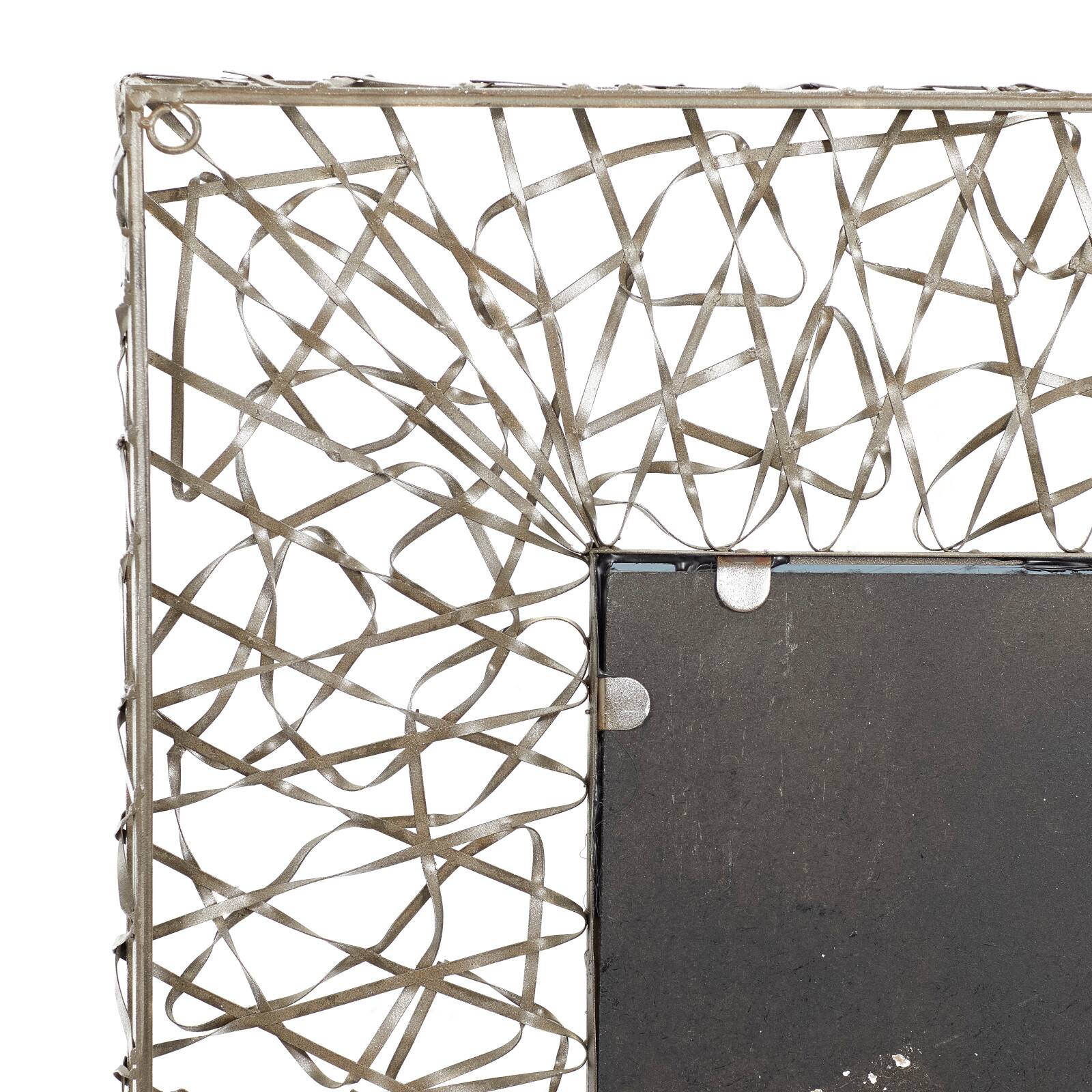 43&#x22; Silver Industrial Metal Wall Mirror