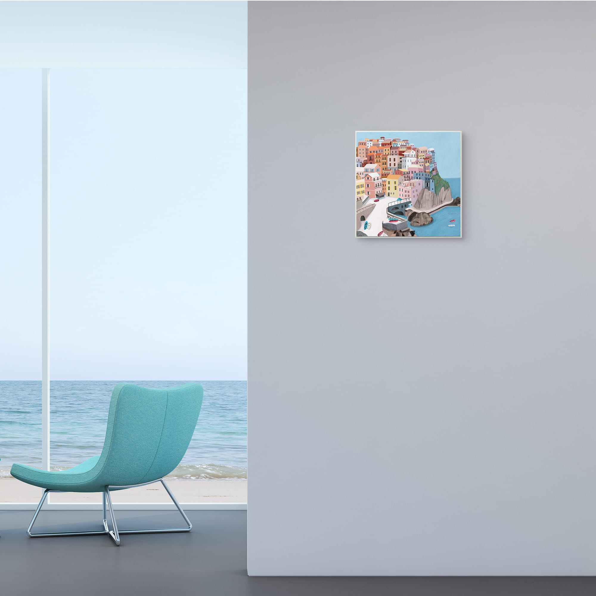 Stupell Industries Cliffside City Skyline Seaside Urban Architecture,12" x 12"