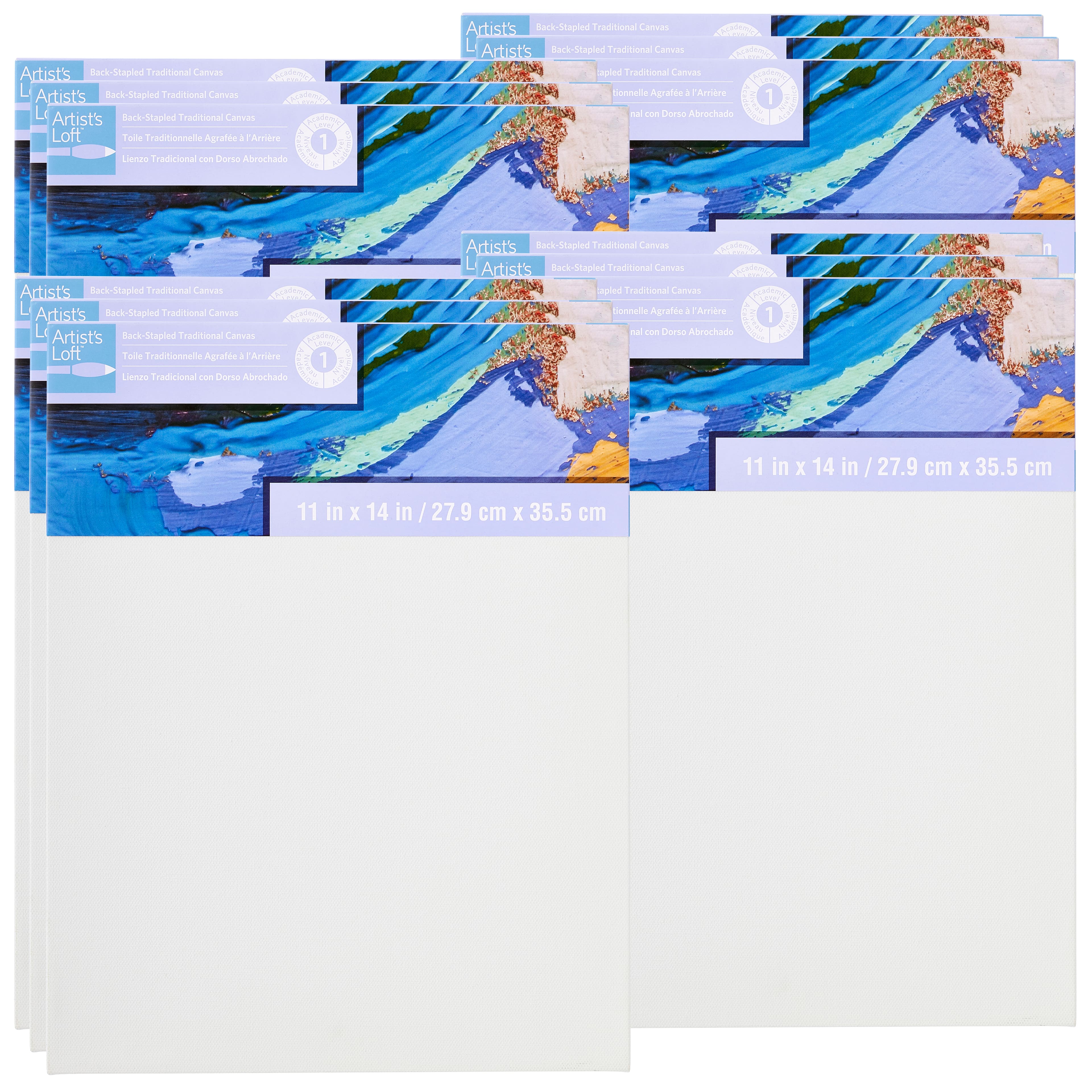 12 Pack: Level 1 Back Stapled Traditional Canvas by Artist's Loft™