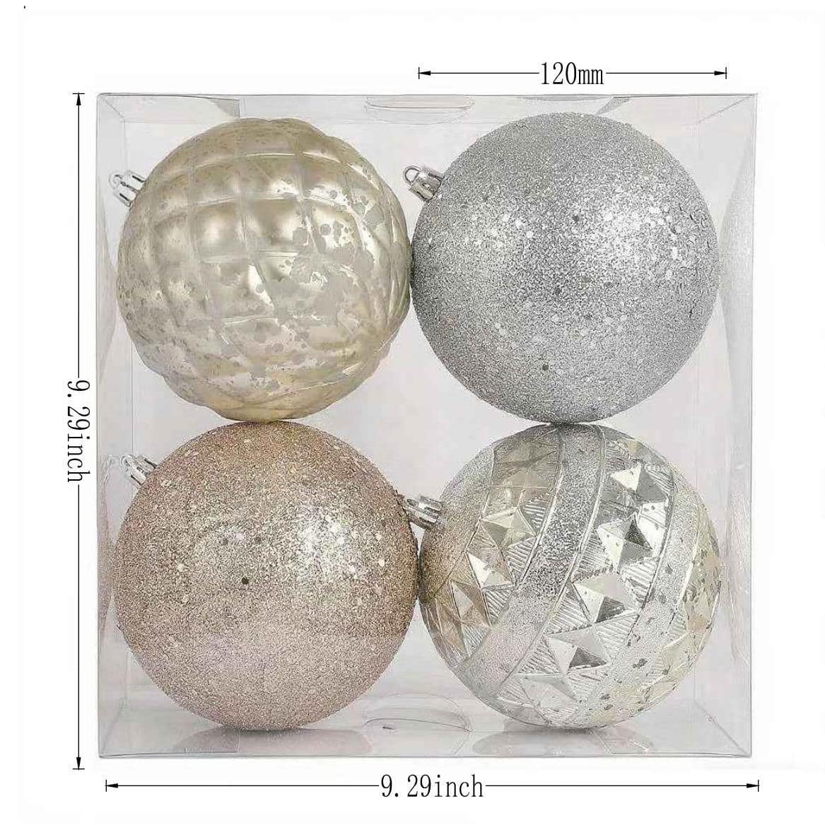 Assorted 4 Pack 4.7&#x22; Champagne &#x26; Silver Shatterproof Ball Ornaments, 1pc. by Ashland&#xAE;