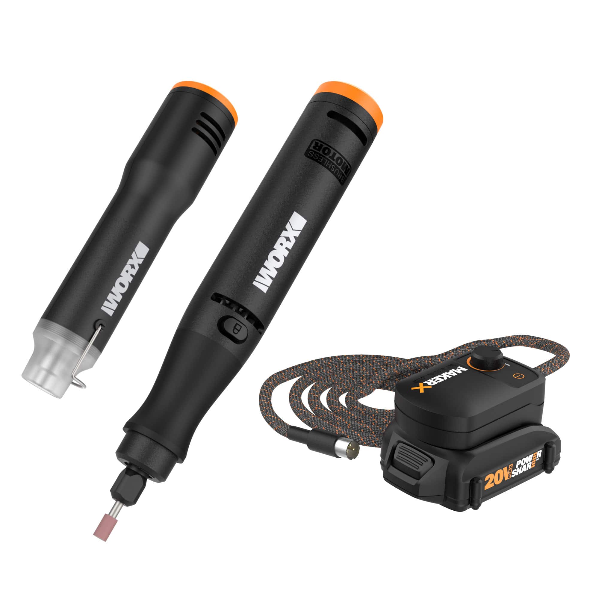 Worx® MakerX™ Power Share 20V Cordless Rotary Tool Kit with Mini Heat Gun &  Accessories