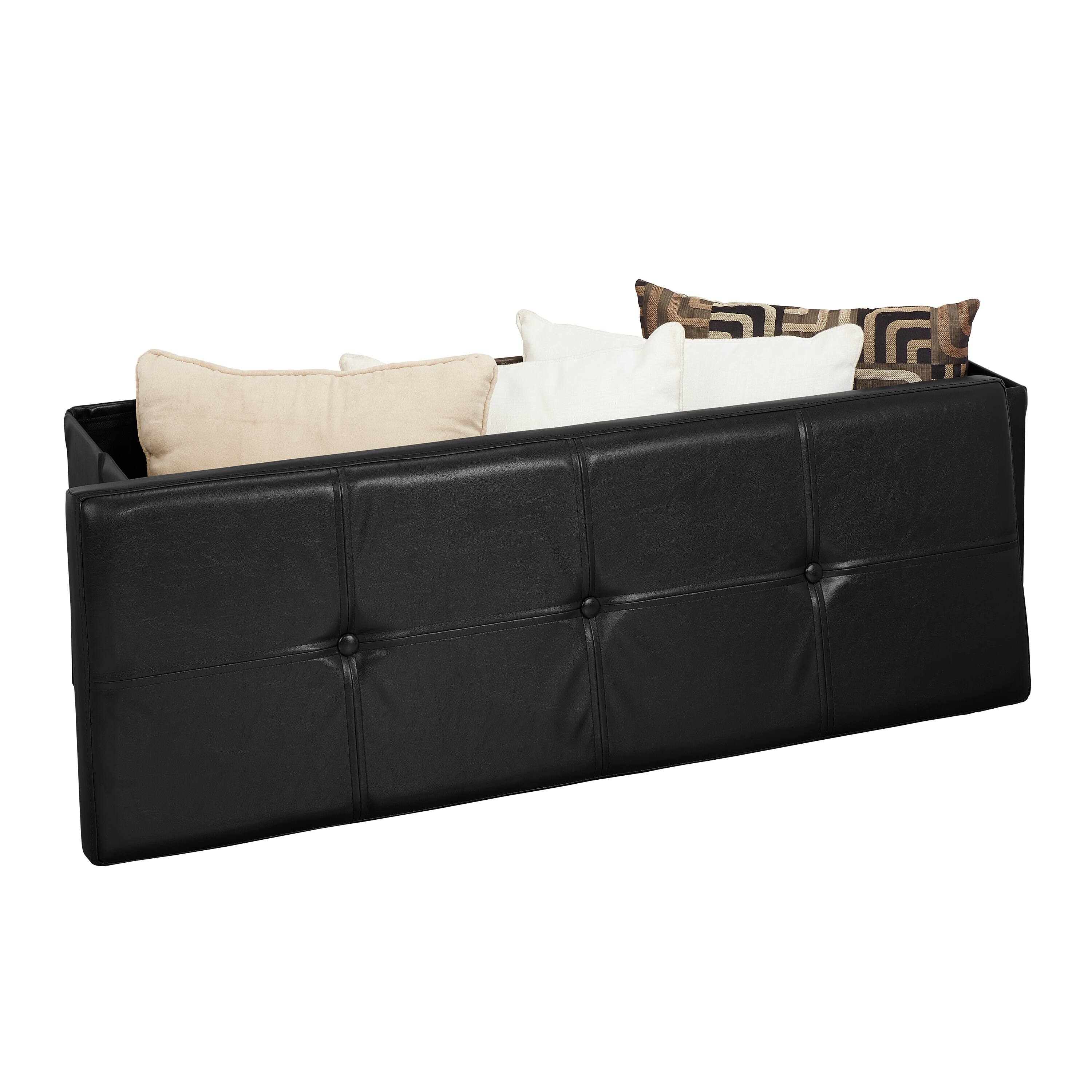 Simplify 44" Faux Leather Triple Folding Storage Ottoman