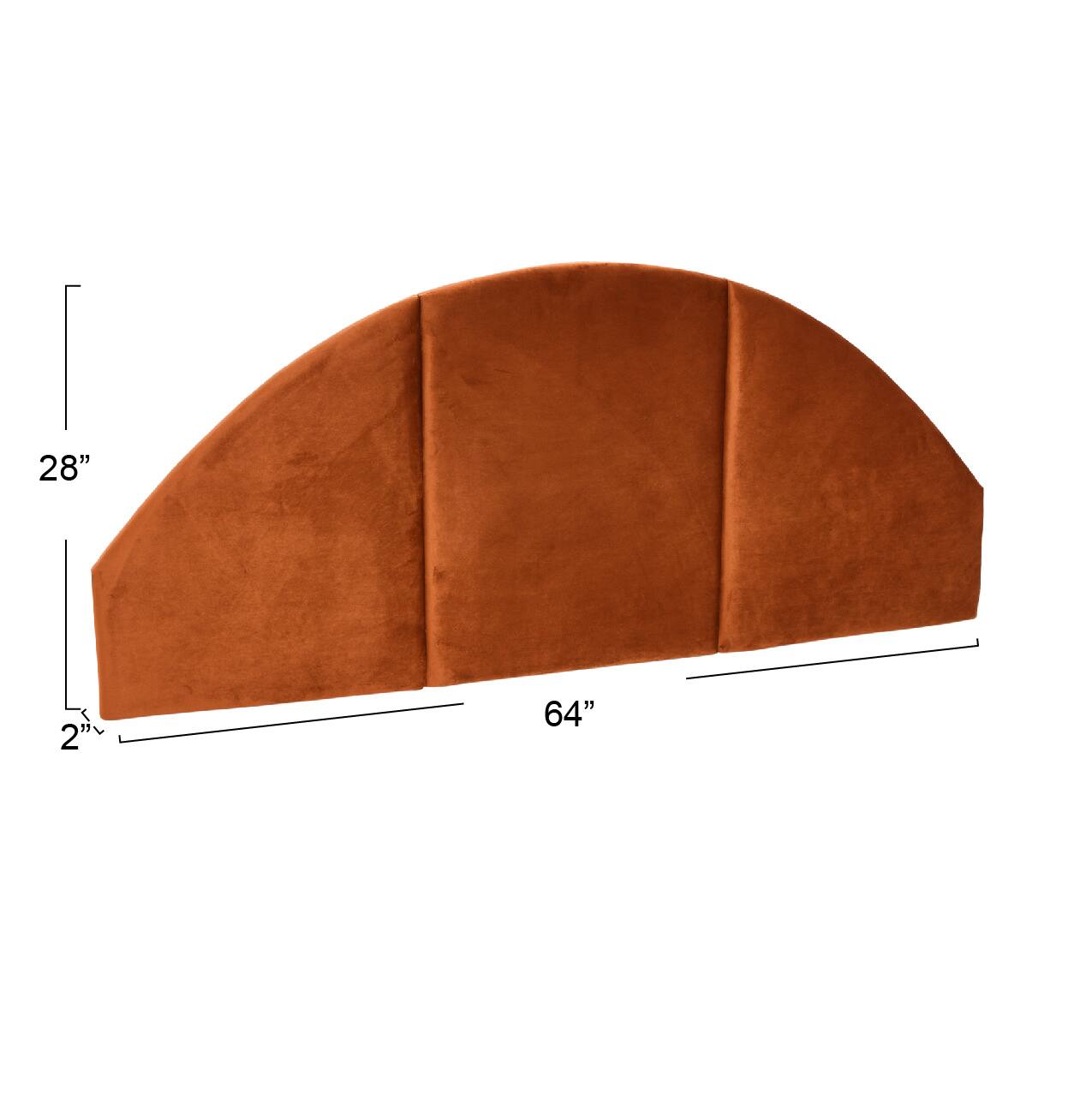 Hello Honey&#xAE; NoSom 64&#x22; Queen Sized Terra Cotta Upholstered Velvet Panel Arched Headboard