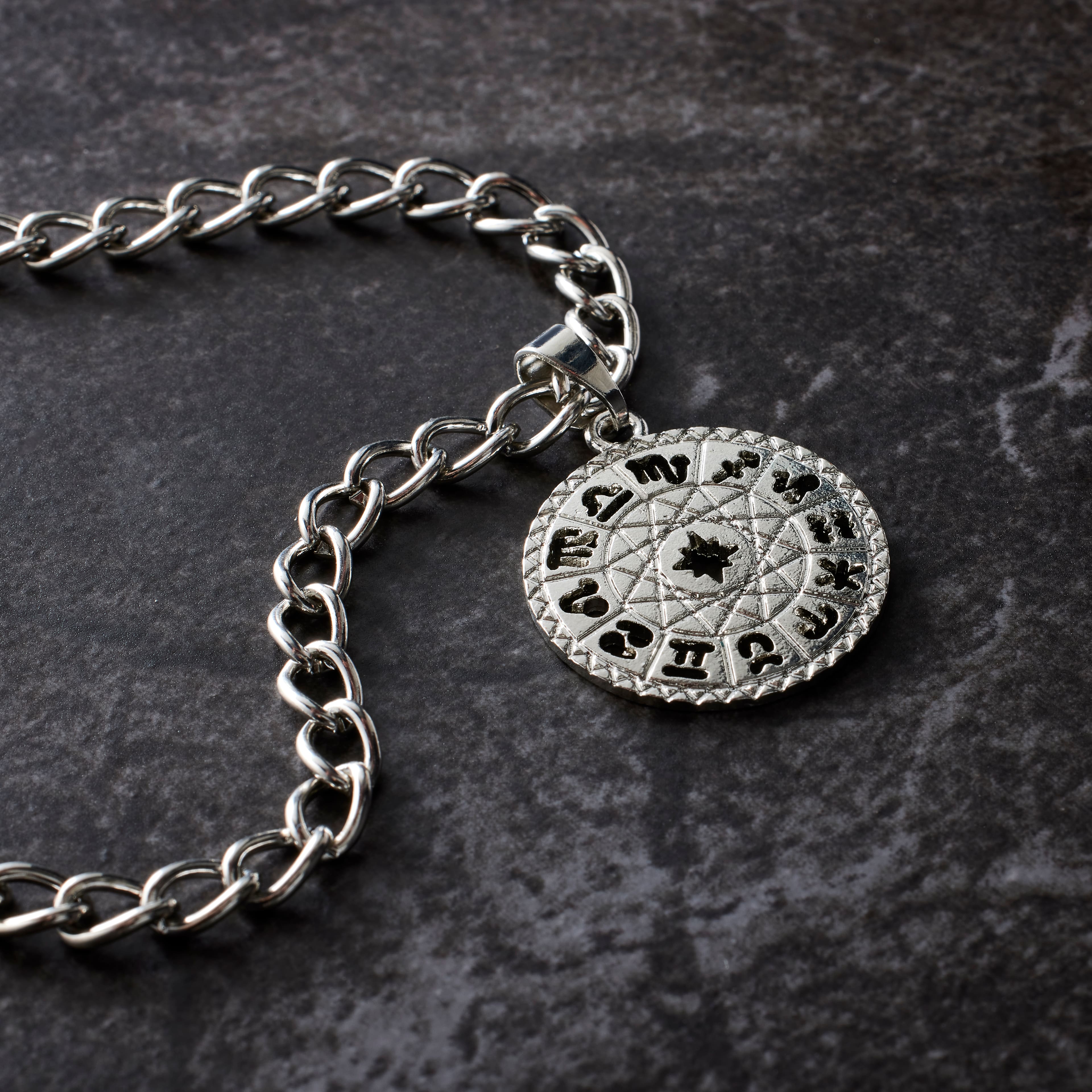 12 Pack: Rhodium Round Zodiac Pendant by Bead Landing&#x2122;