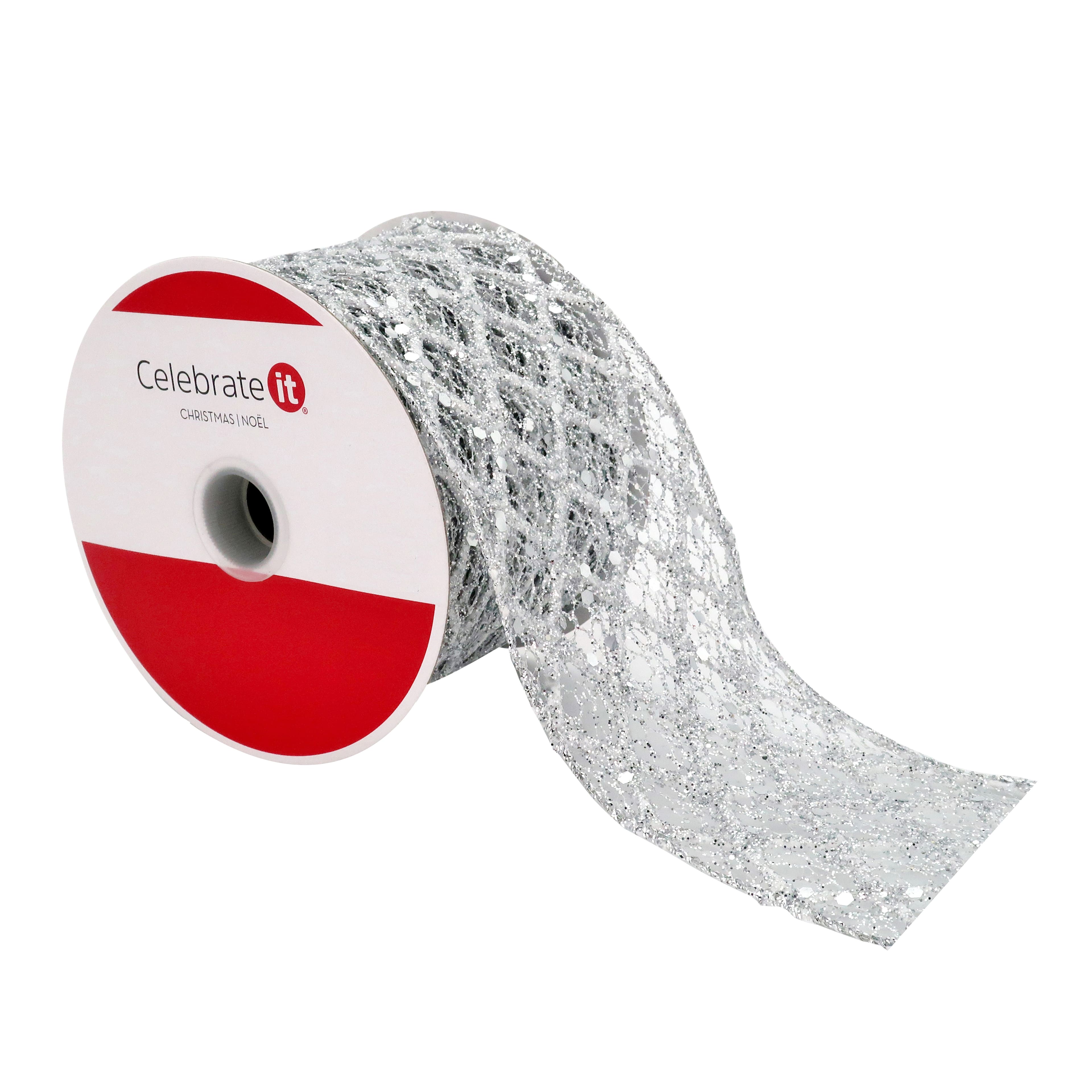 2.5&#x22; x 18ft. Silver Sheer Mesh Wired Ribbon by Celebrate It&#xAE;
