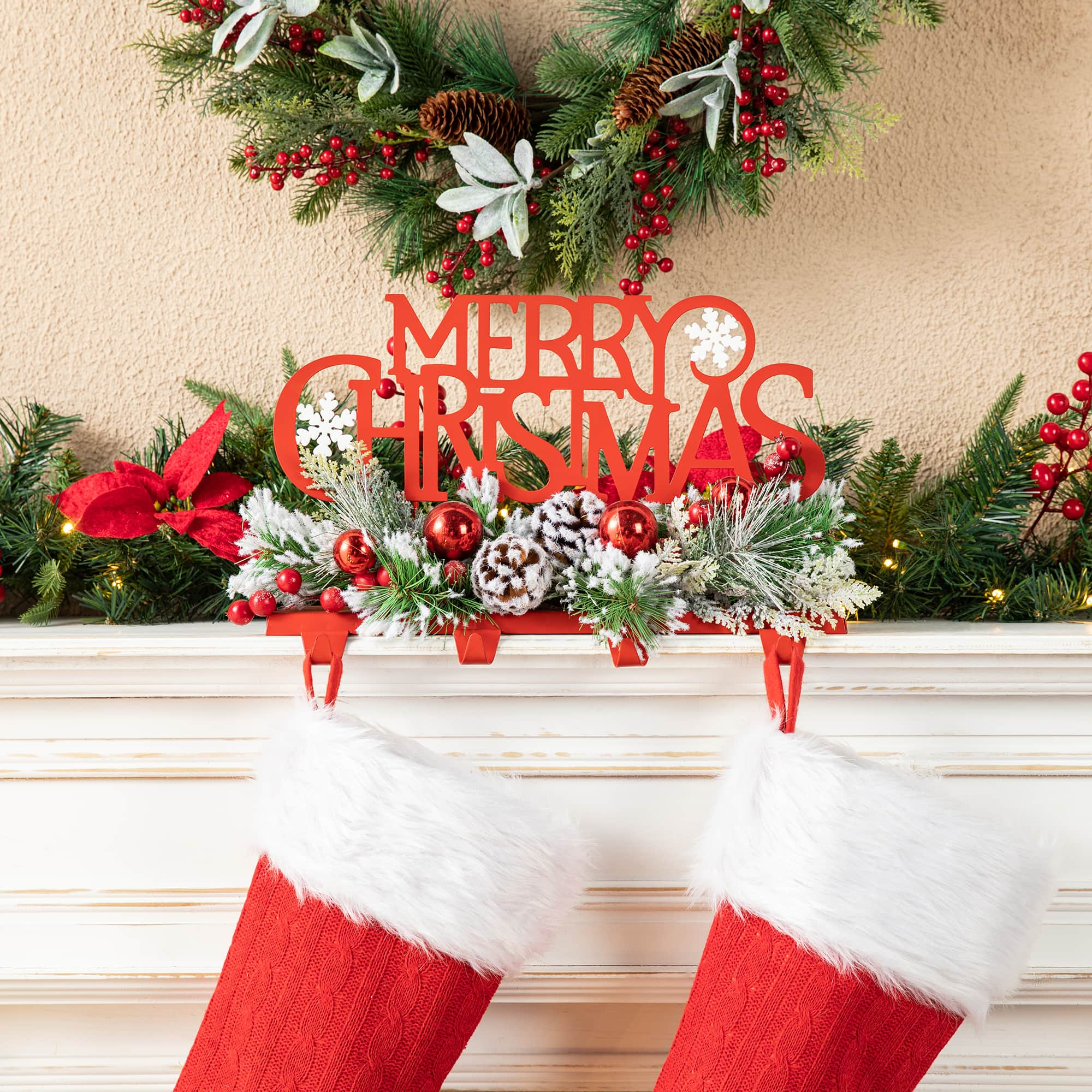 Glitzhome&#xAE; 14.5&#x22; Merry Christmas Metal Stocking Holder