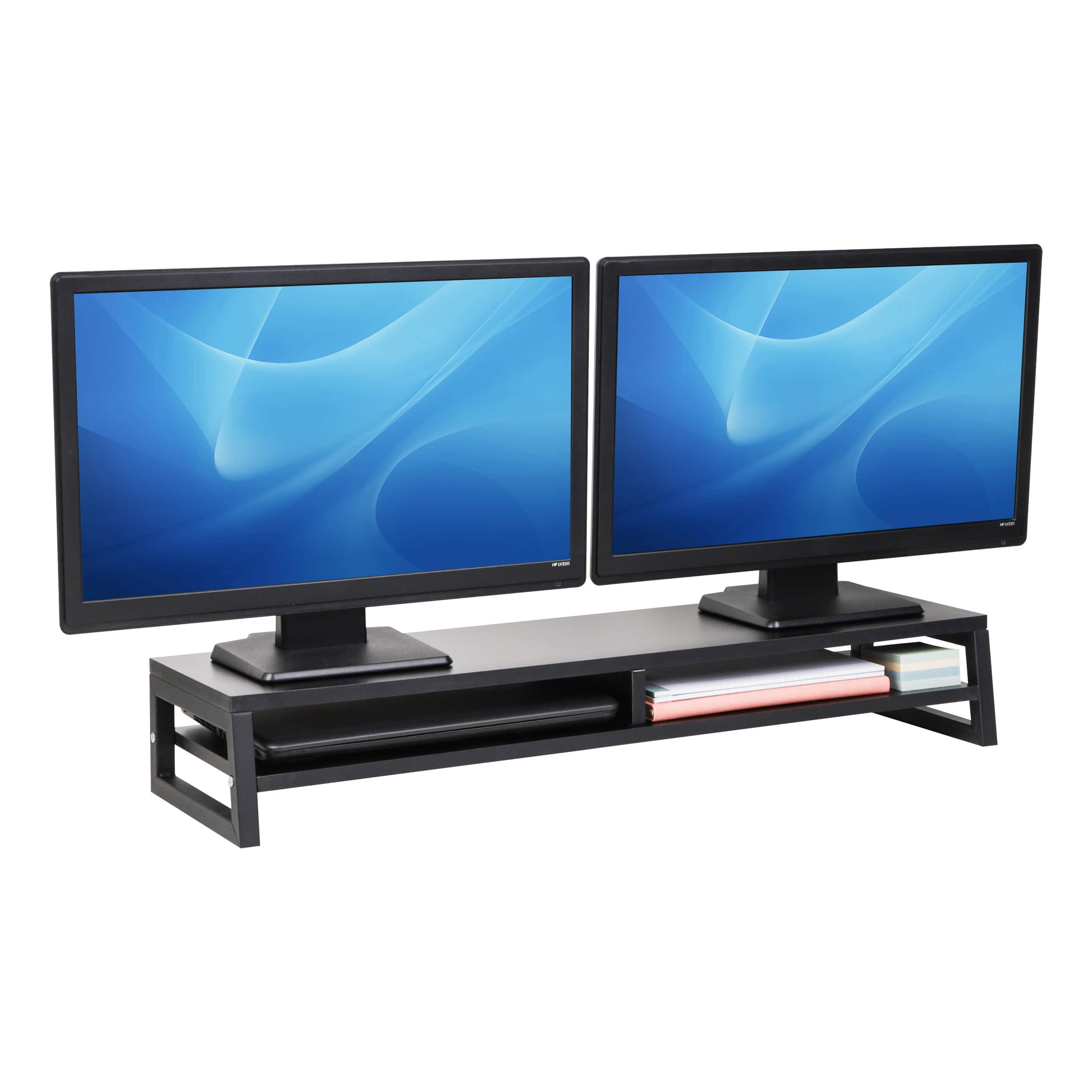 Mind Reader 2-Tier MDF Double Monitor Stand, Dual Screen Riser
