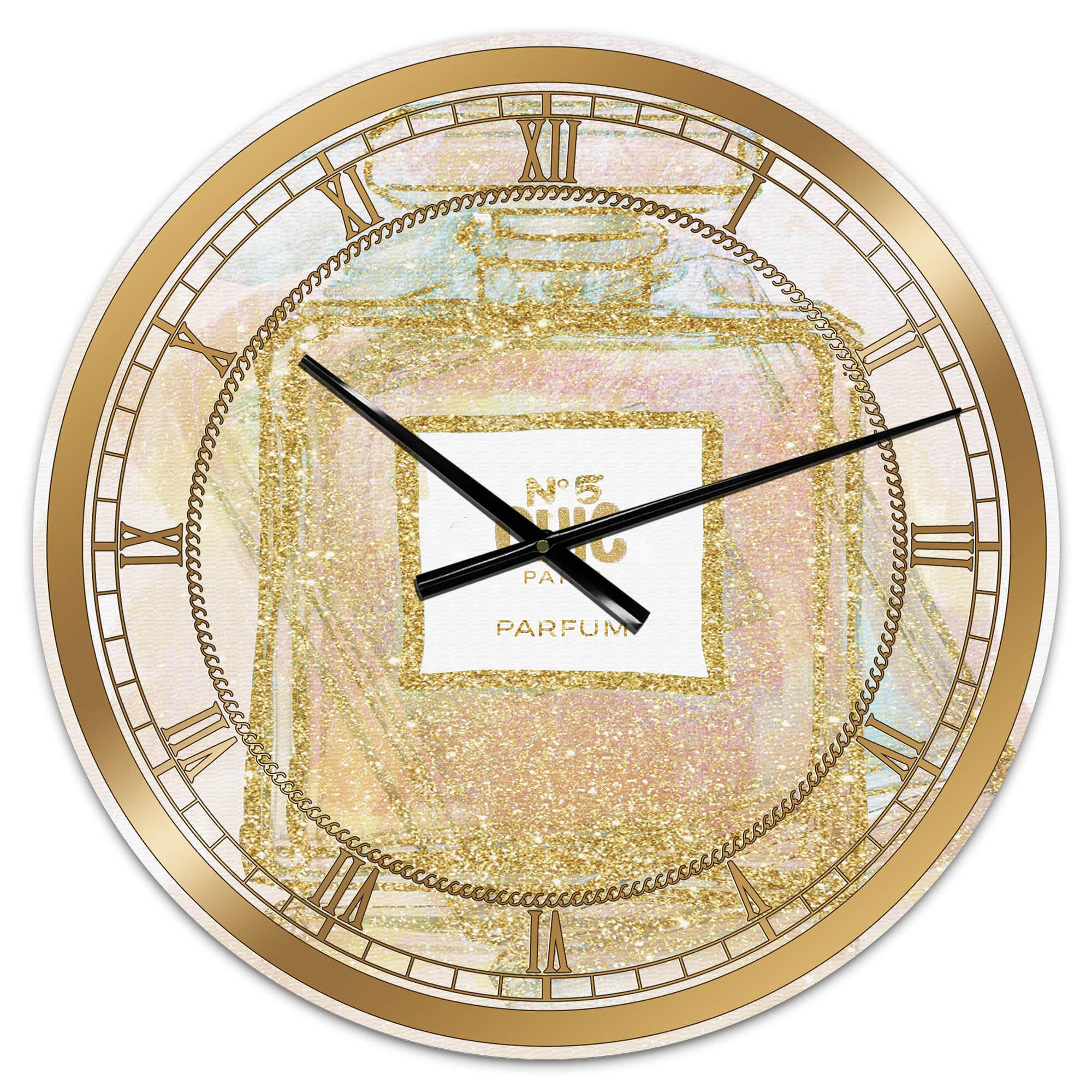 Designart 'Chic Nr 5 Paris Parfum I Oversized Fashion Wall Clock