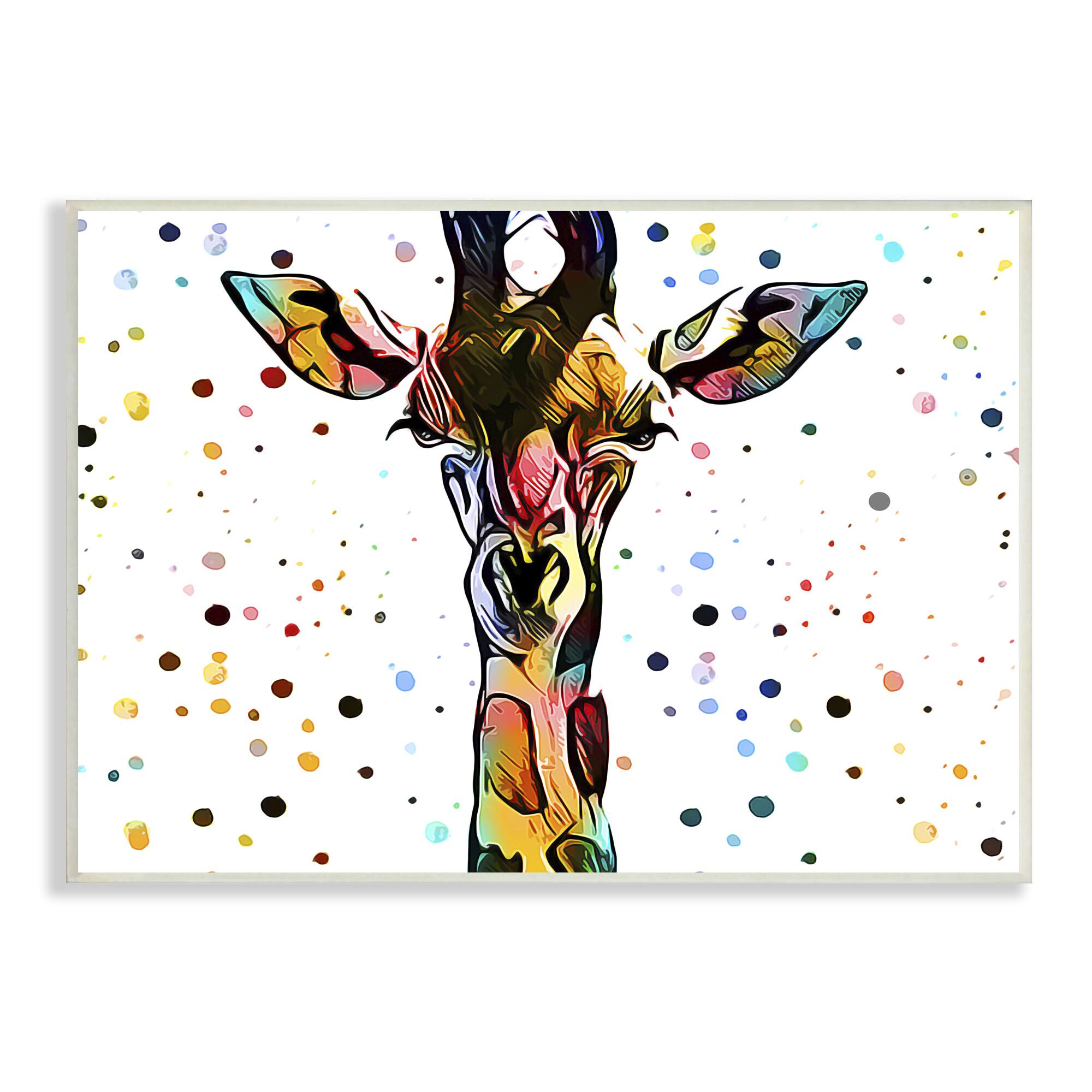 Stupell Industries Modern Giraffe Portrait Abstract Kids' Polka Dot Pattern Wall Plaque