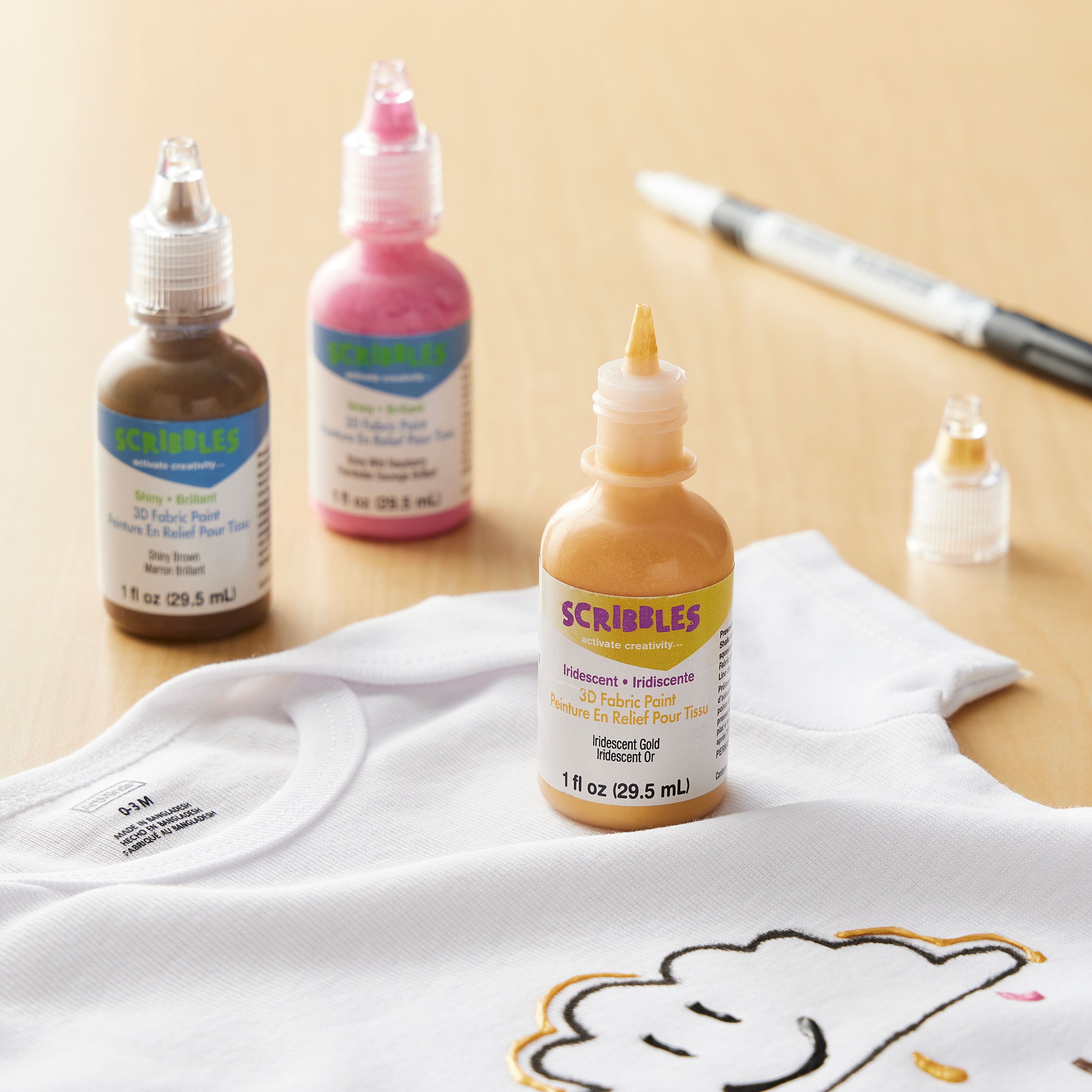 12 Pack: Scribbles® Iridescent Gold 3D Fabric Paint