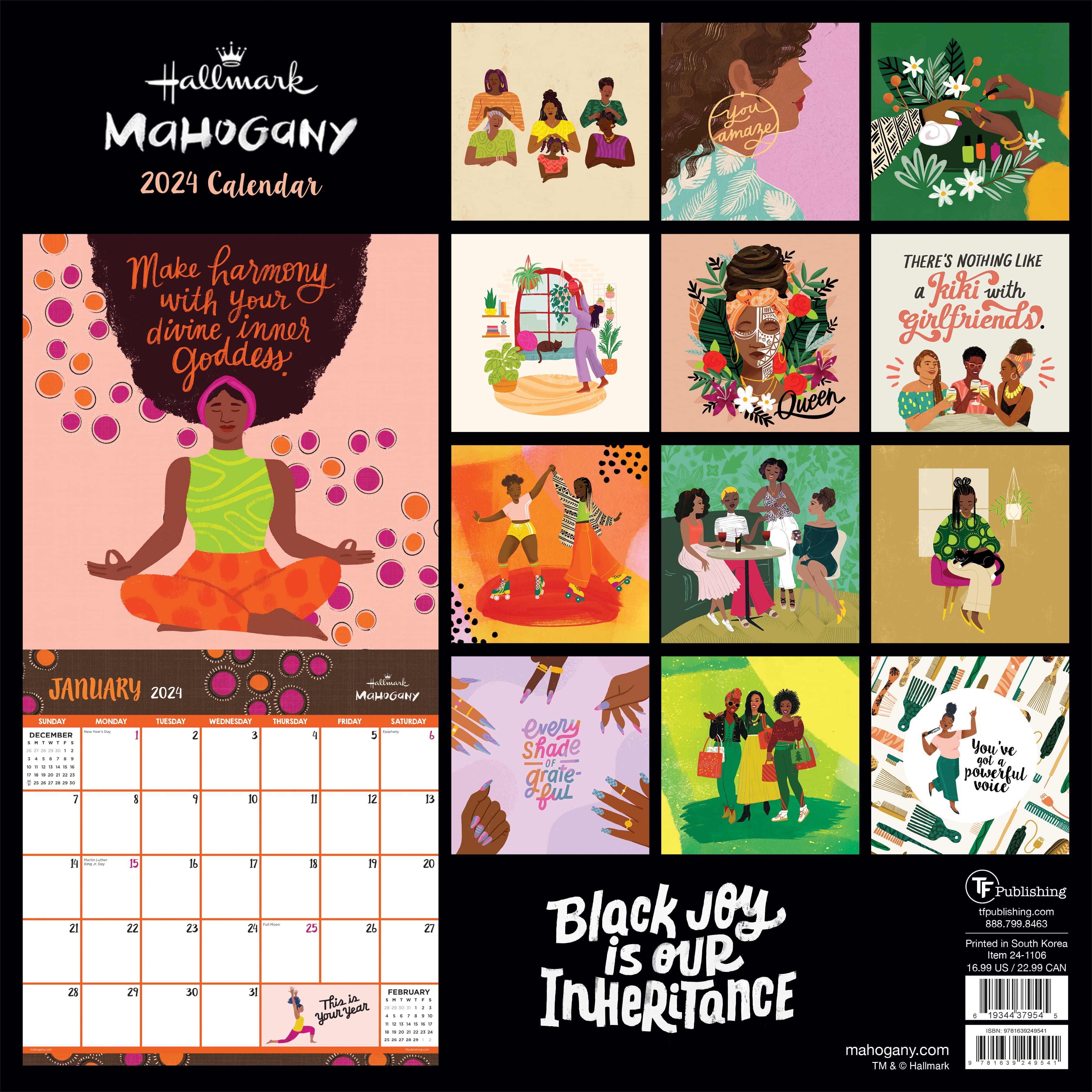 TF Publishing 2024 Mahogany: Uplifted + Empowered Wall Calendar