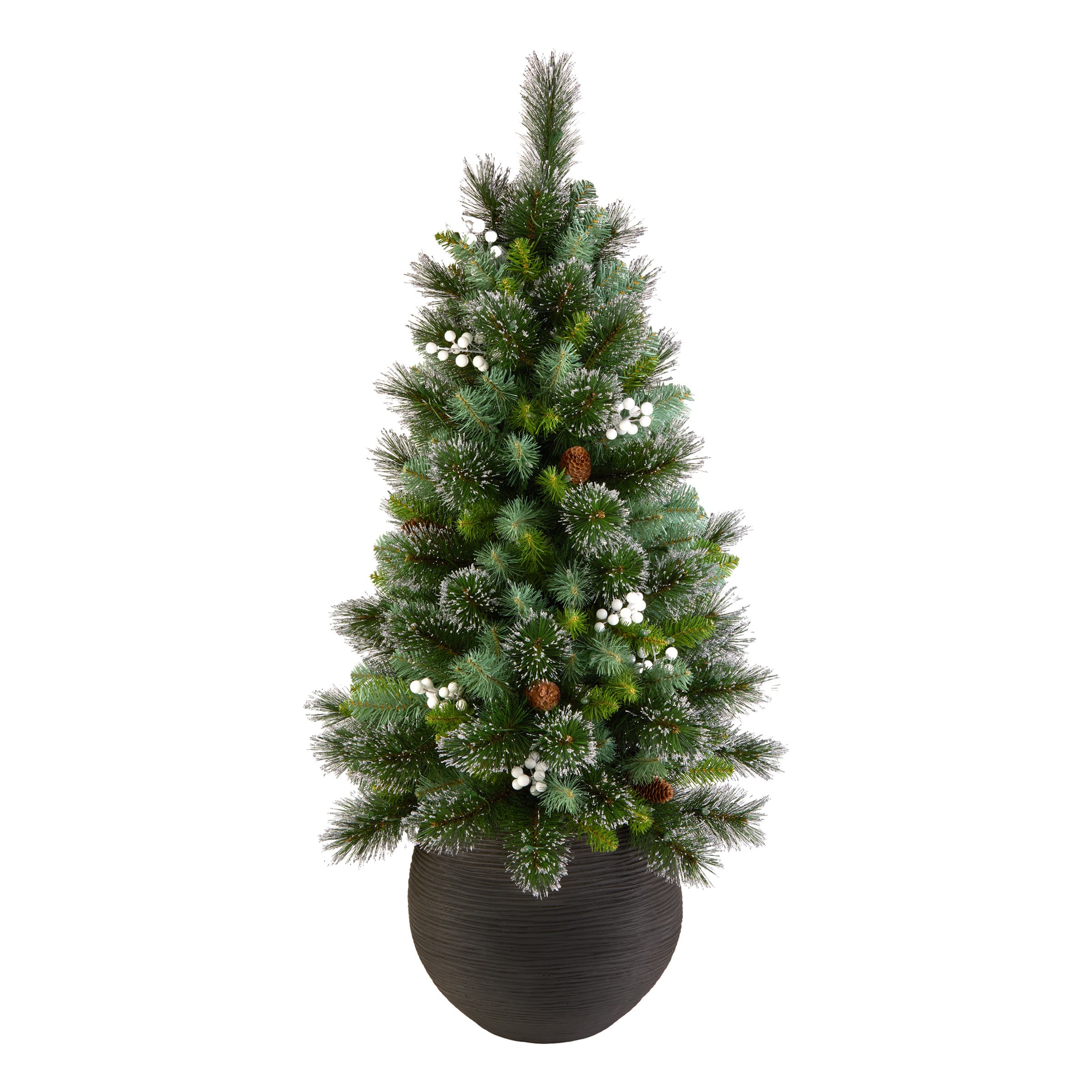 4ft. Pre-Lit Spruce Glittery Crestwood® Artificial Potted Christmas Tree, Clear Lights