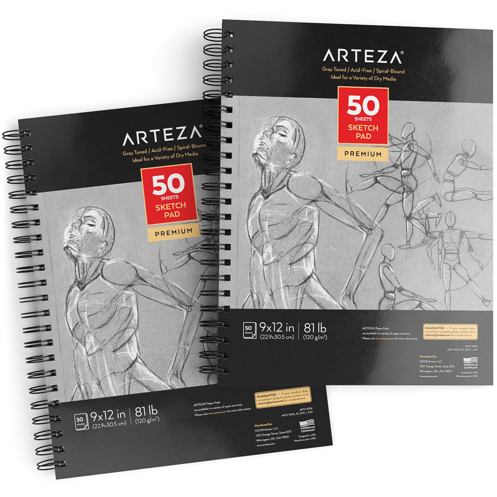 Arteza® 9" x 12" Toned Gray Spiral Sketch Pads, 2ct.
