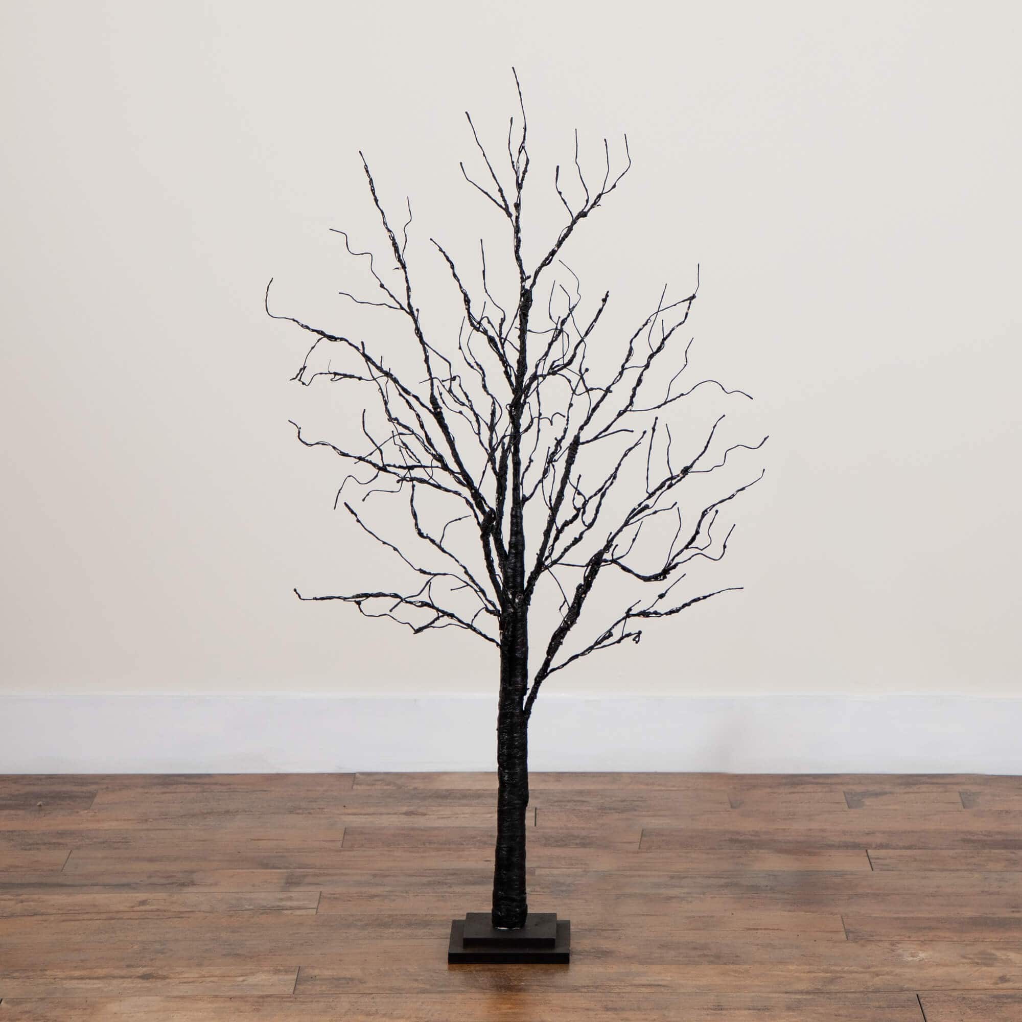 4ft. Pre-Lit Halloween Black Twig Artificial Tree with 180 Orange &#x26; Purple LED Lights