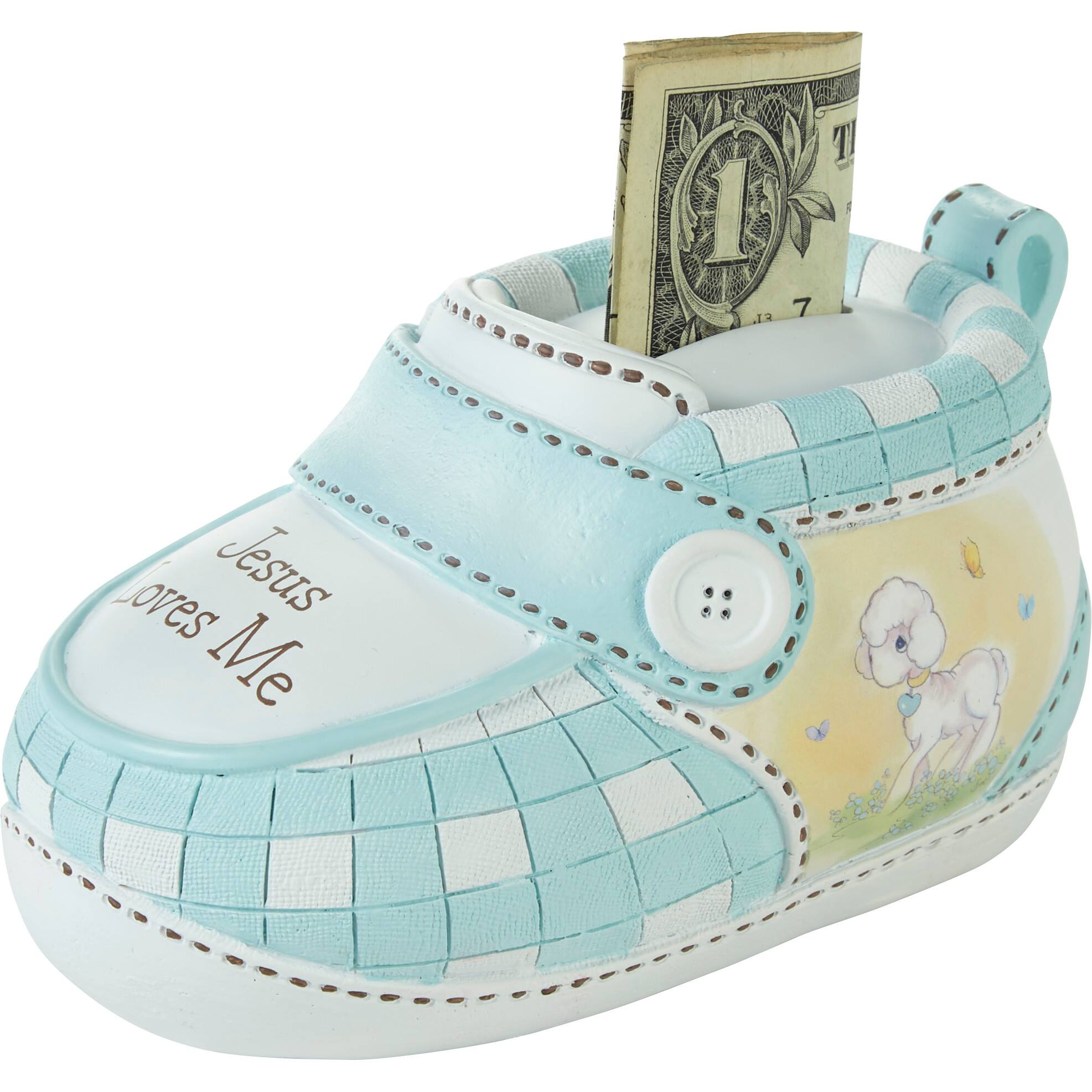 Precious Moments 3&#x22; Blue Jesus Loves Me Bootie Bank