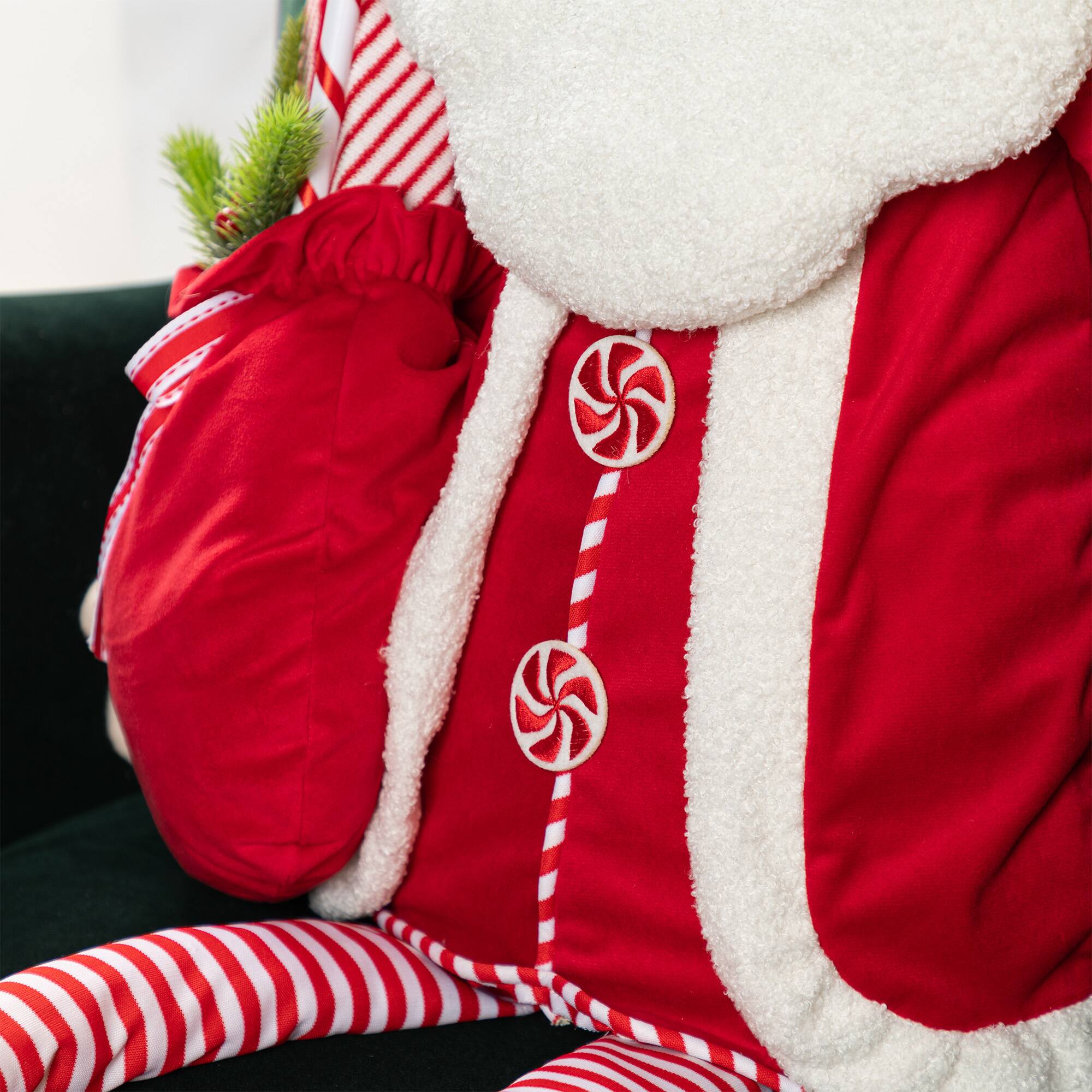 Glitzhome® 60"H Christmas Oversized Fabric Santa With Dangle Legs