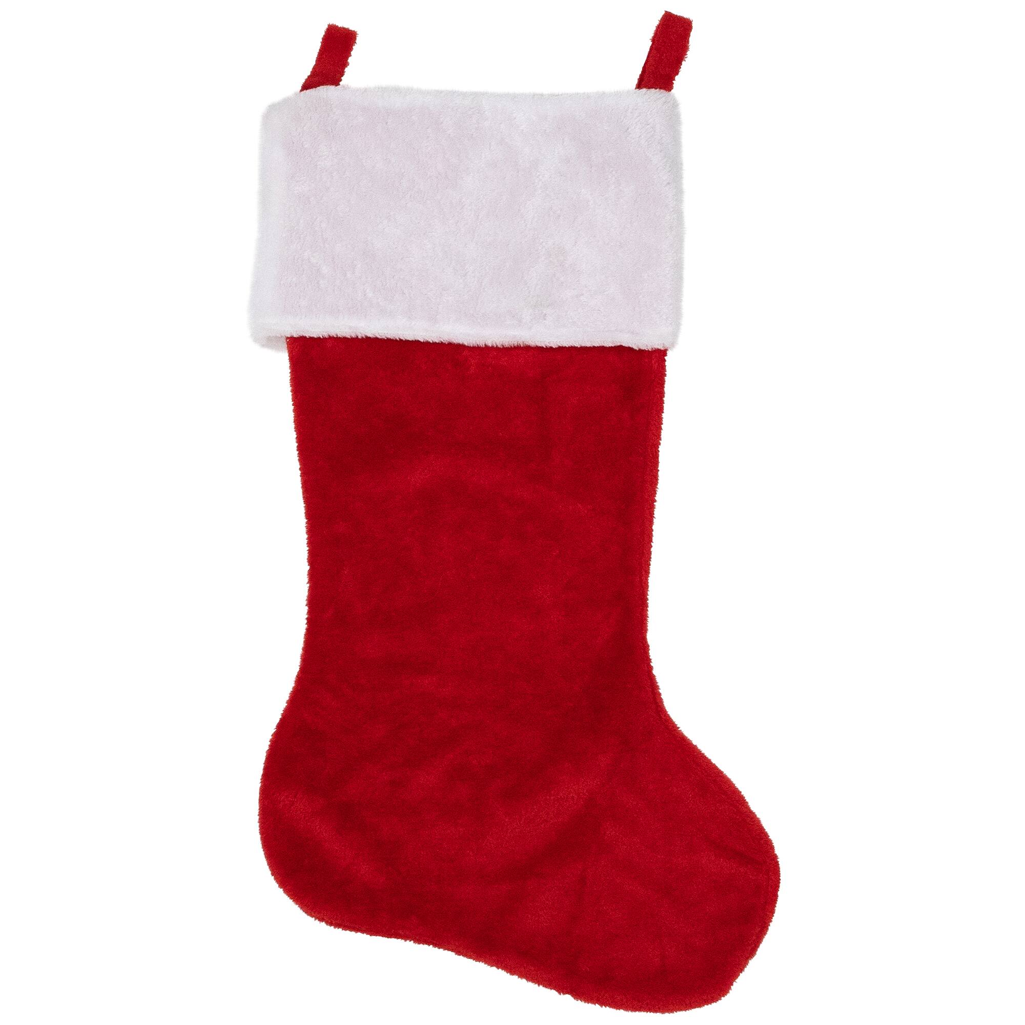 35&#x22; Traditional Red with White Cuff Plush Christmas Stocking