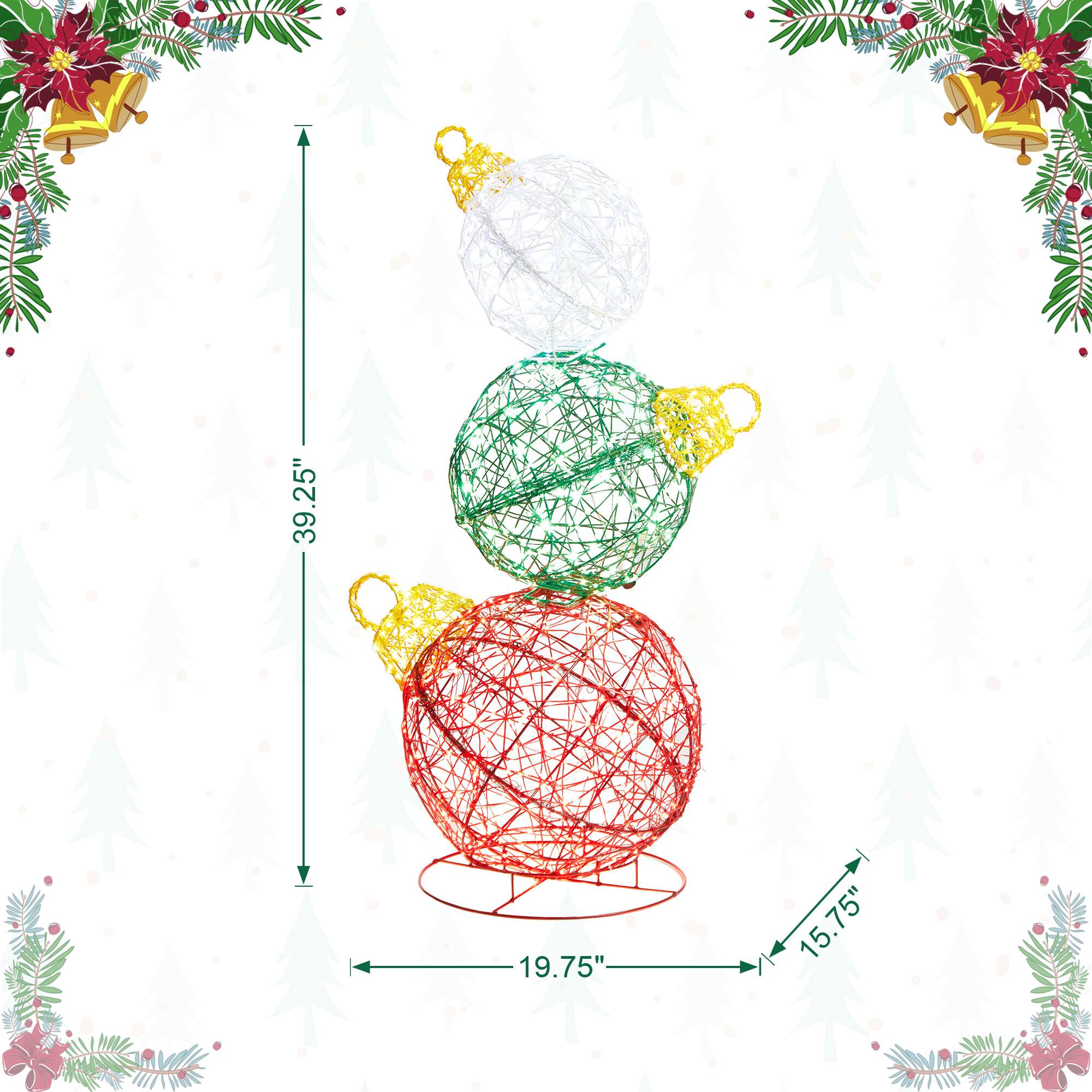 Glitzhome&#xAE; 3ft. Lighted Christmas 3D Stacked Ornaments Outdoor D&#xE9;cor