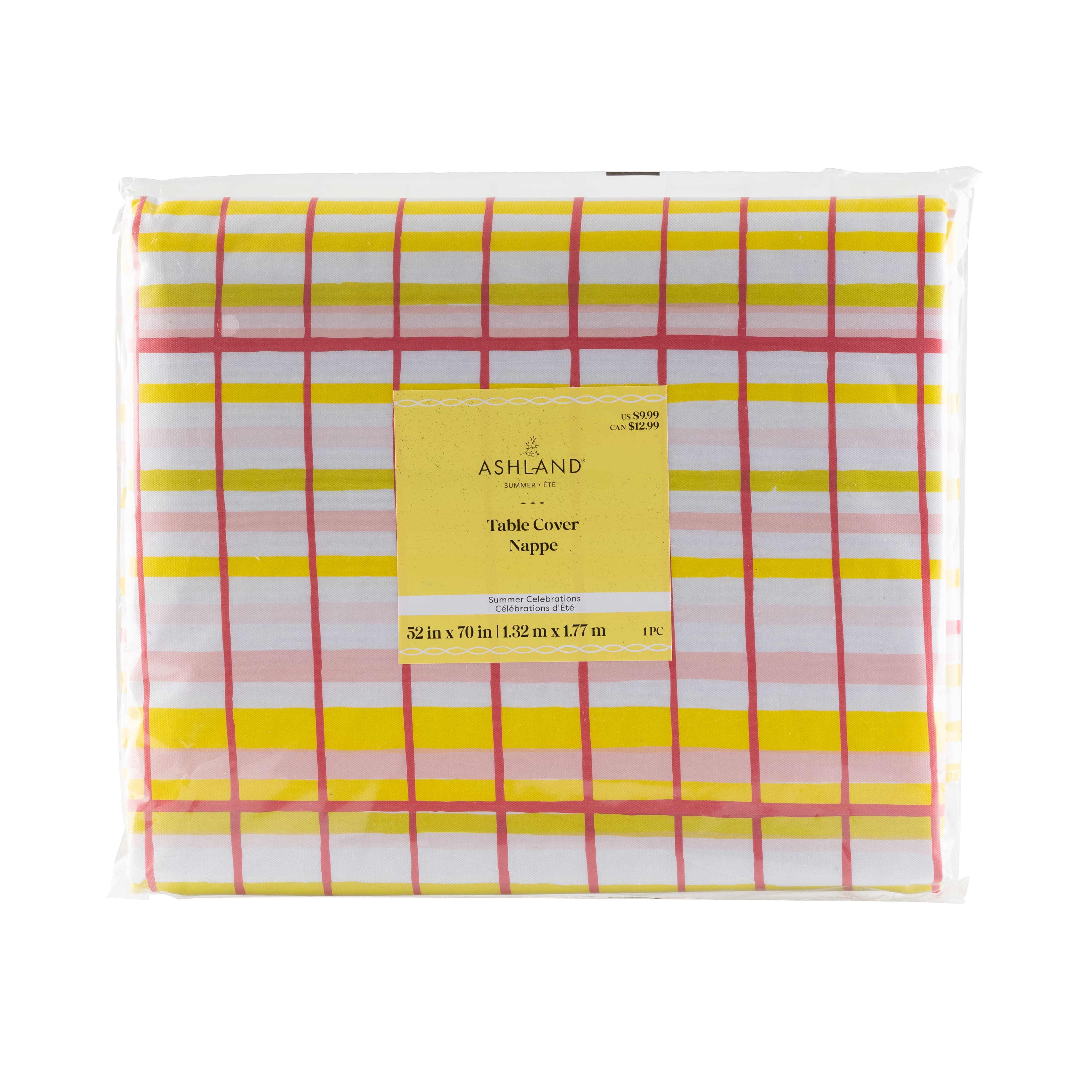 70&#x22; Pink &#x26; Yellow Plaid Table Cover by Ashland&#xAE;