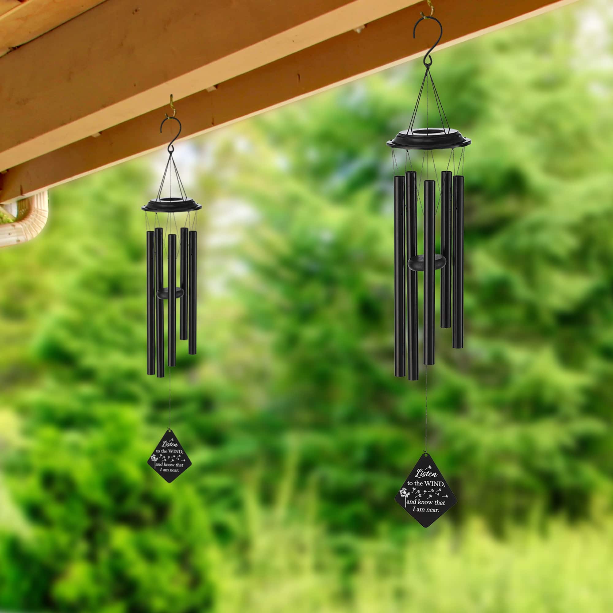 Glitzhome&#xAE; 38&#x22; Matte Black Metal Black Windchime