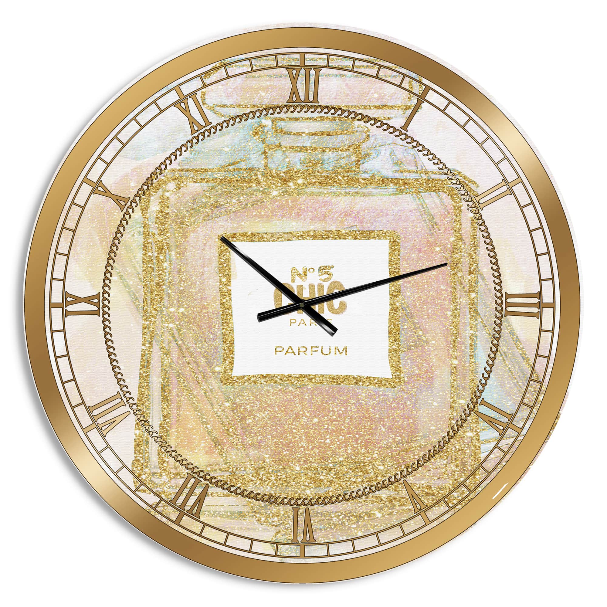 Designart 'Chic Nr 5 Paris Parfum I Oversized Fashion Wall Clock