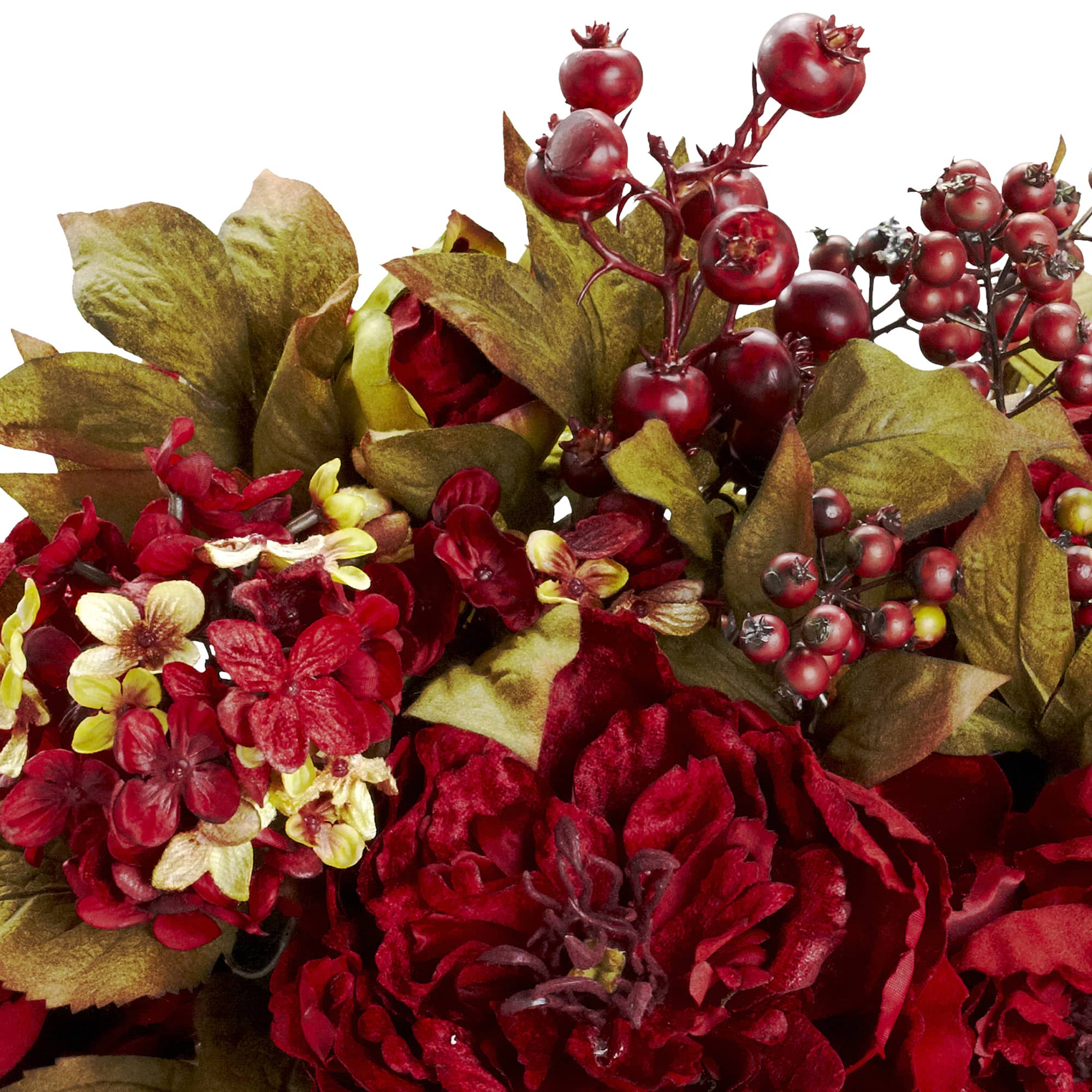 18&#x22; Red Peony &#x26; Hydrangea Arrangement in Decorative Planter