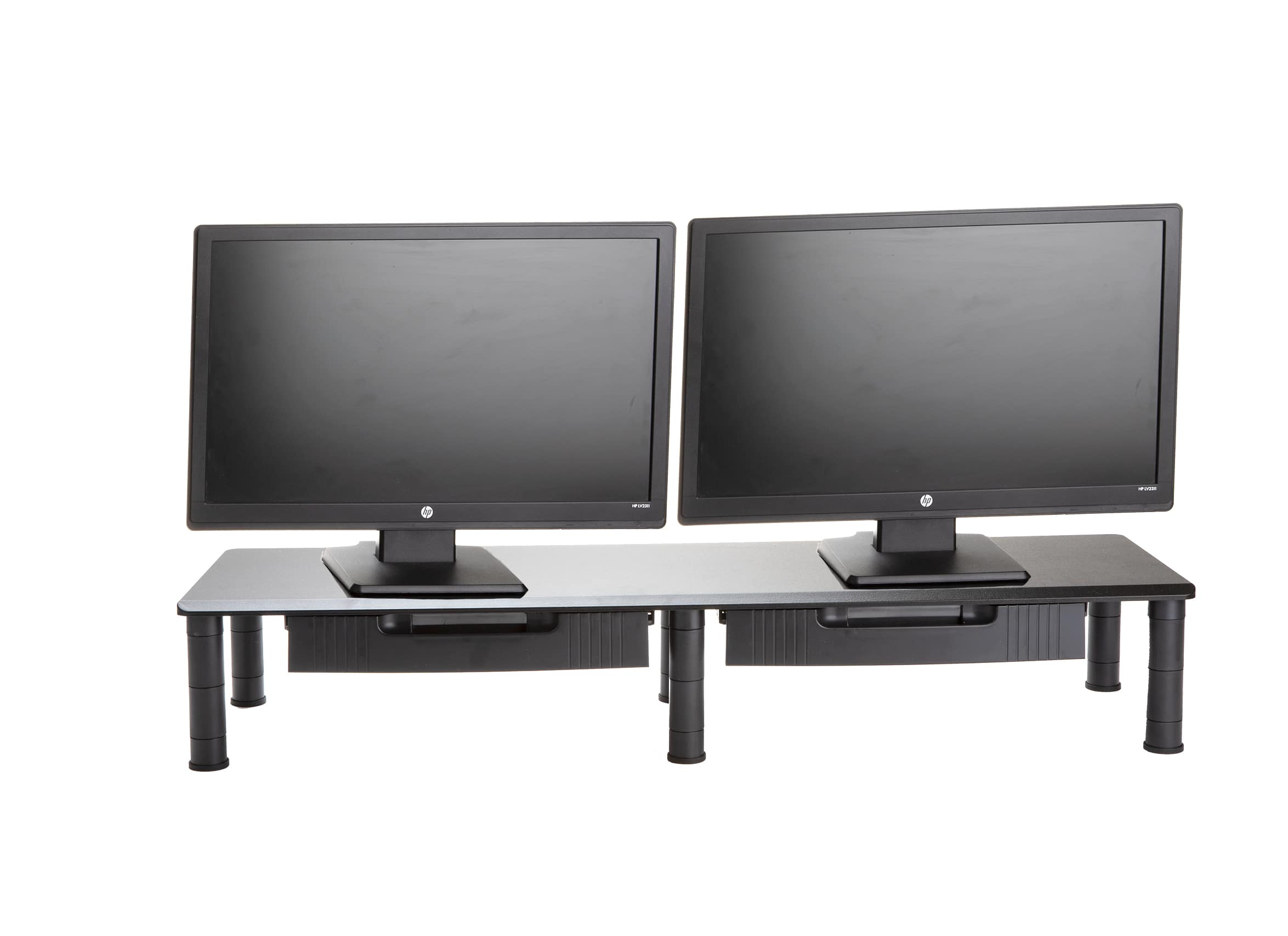 Mind Reader Black Large Dual Monitor Drawer Stand