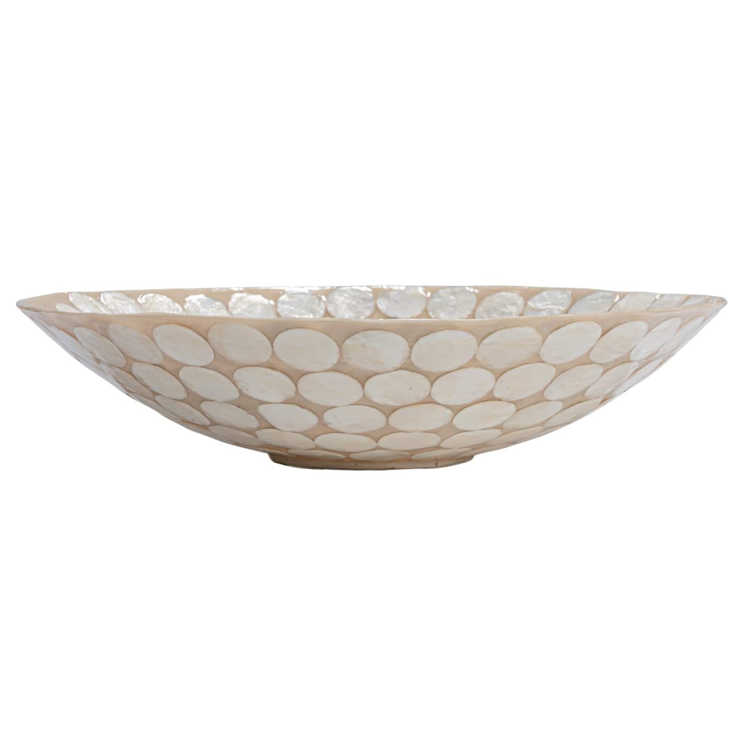 Hello Honey® 14.5" White & Natural Round Decorative Capiz Bowl