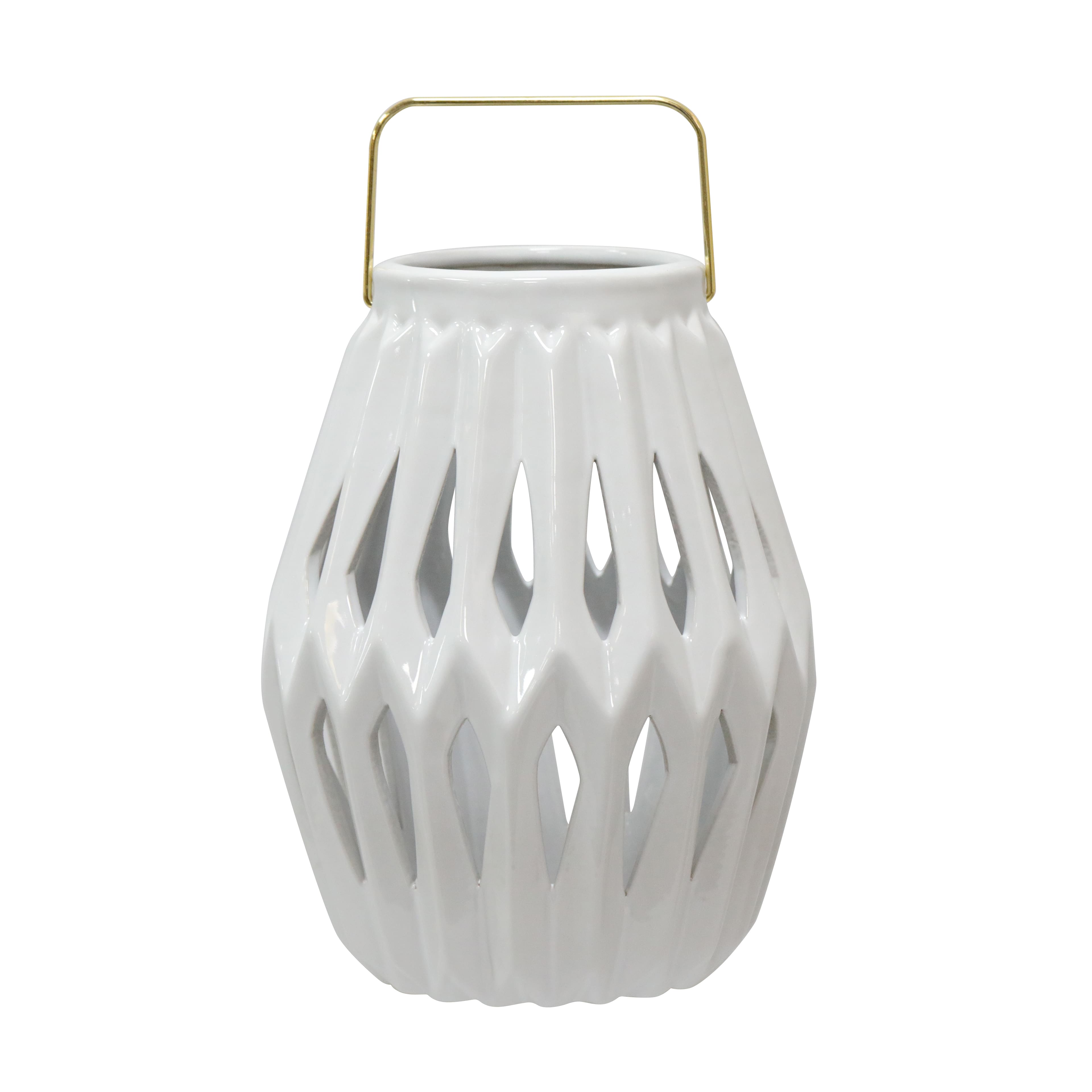 Joy Hope Believe NWOT Lantern With Handle White Ceramic 