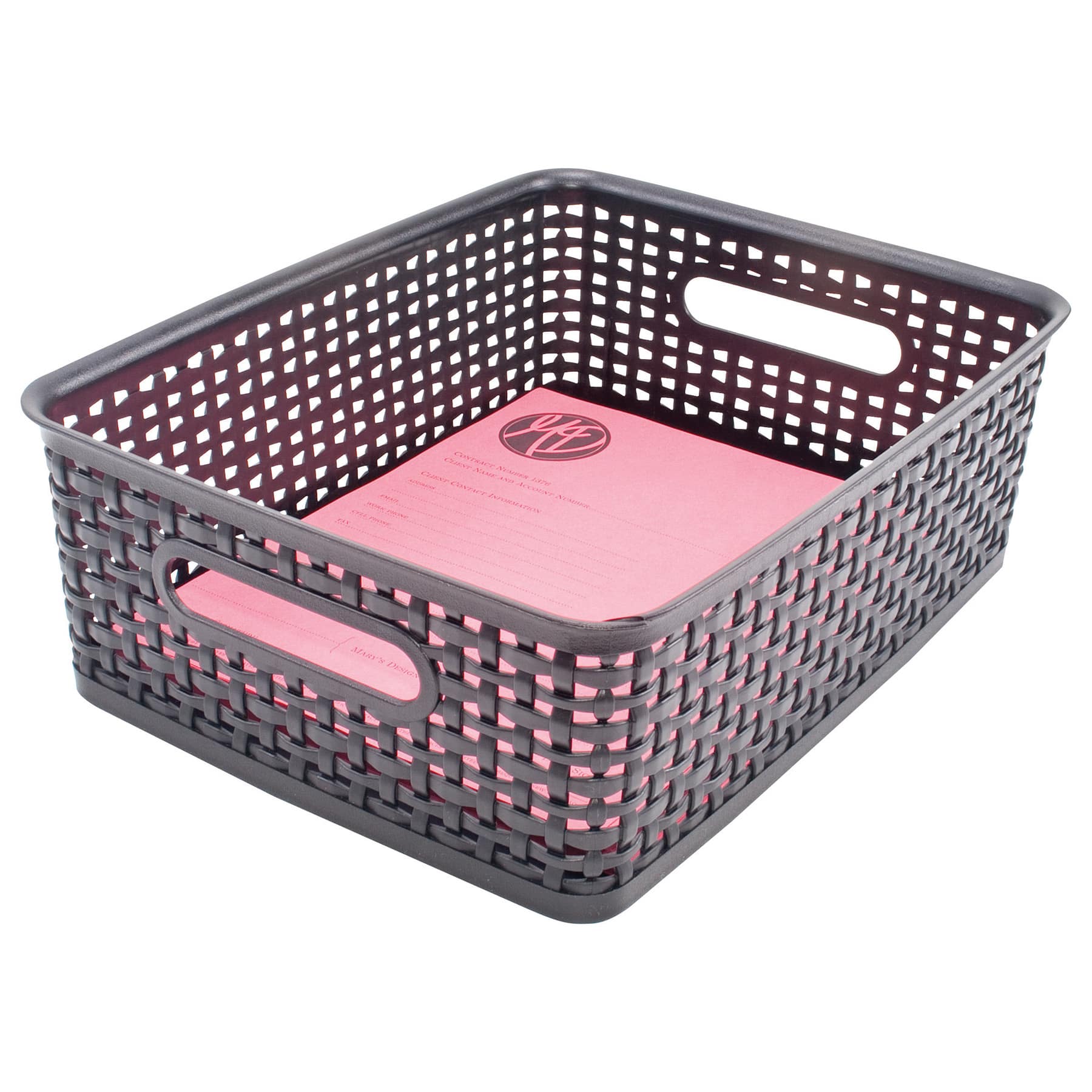 Advantus® Medium Black Plastic Weave Bin, 2ct.