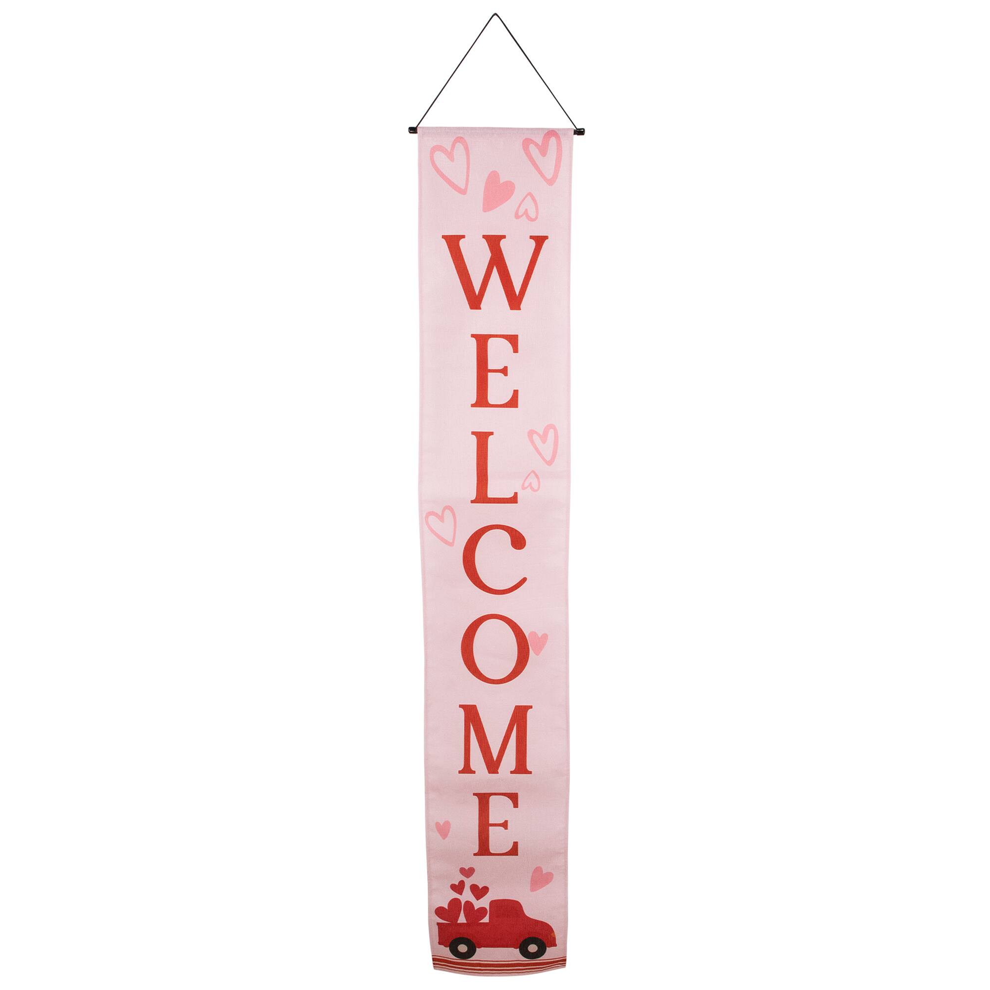 71&#x22; Welcome &#x26; Happy Valentine&#x27;s Day Outdoor Door Banners Set