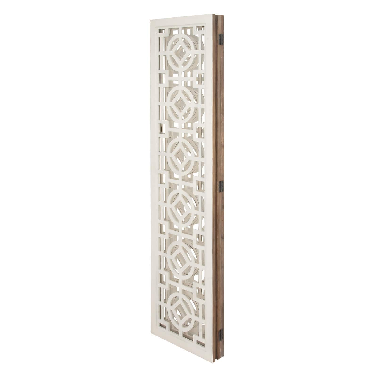 White Wood Farmhouse Room Divider Screen, 72&#x22; x 54&#x22; x 1&#x22;