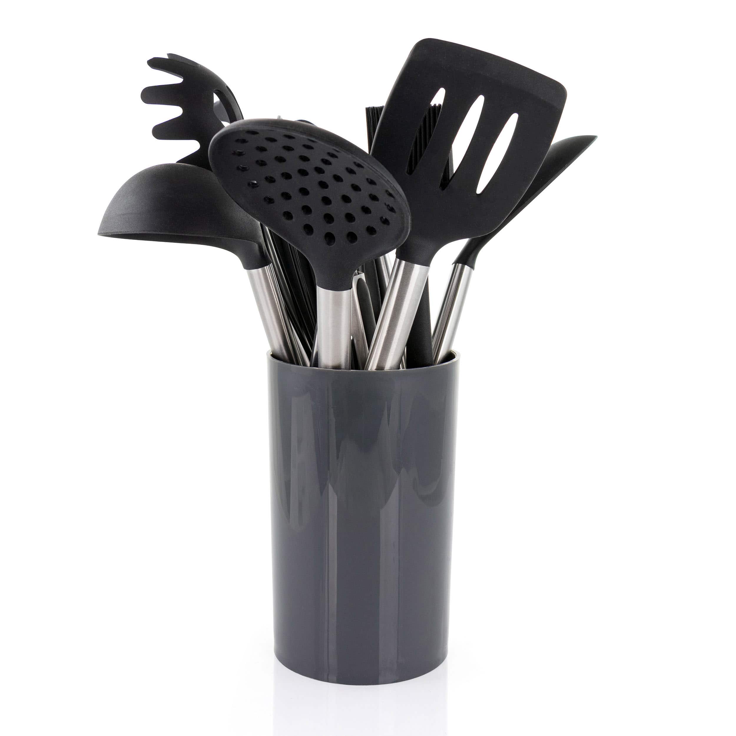 MegaChef Gray Silicone & Stainless Steel Cooking Utensils Set, 14ct.
