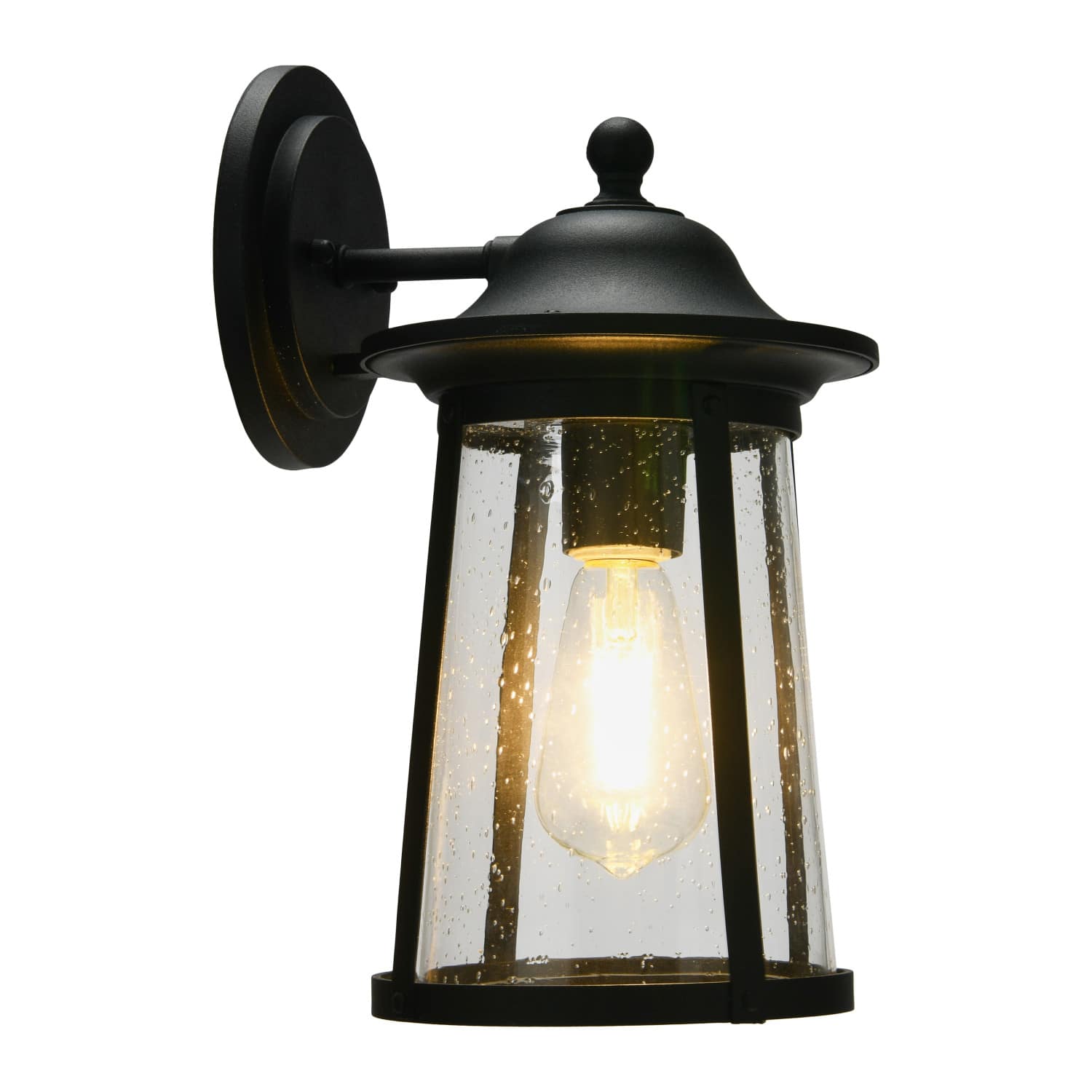 Robert Stevenson Lighting Portside Matte Black Metal &#x26; Seedy Glass Outdoor Light