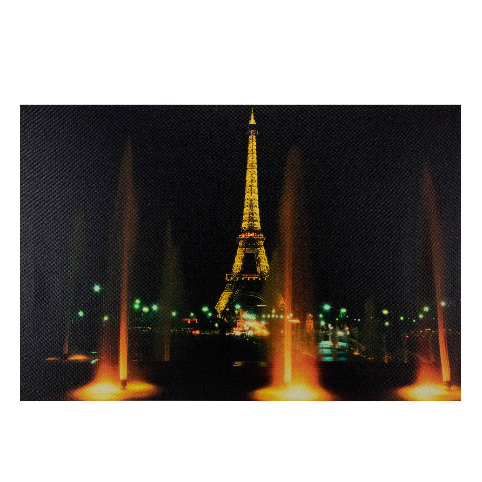 LED Famous Eiffel Tower at Night Canvas Wall Art