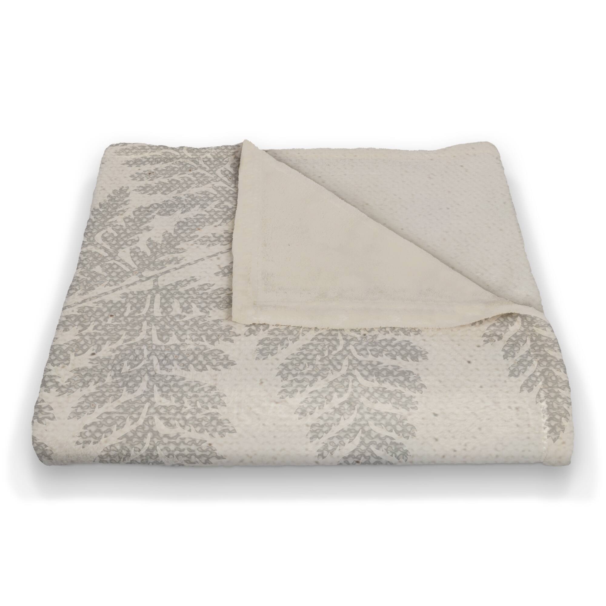 Neutral Fern 50&#x22; x 60&#x22; Coral Fleece Blanket