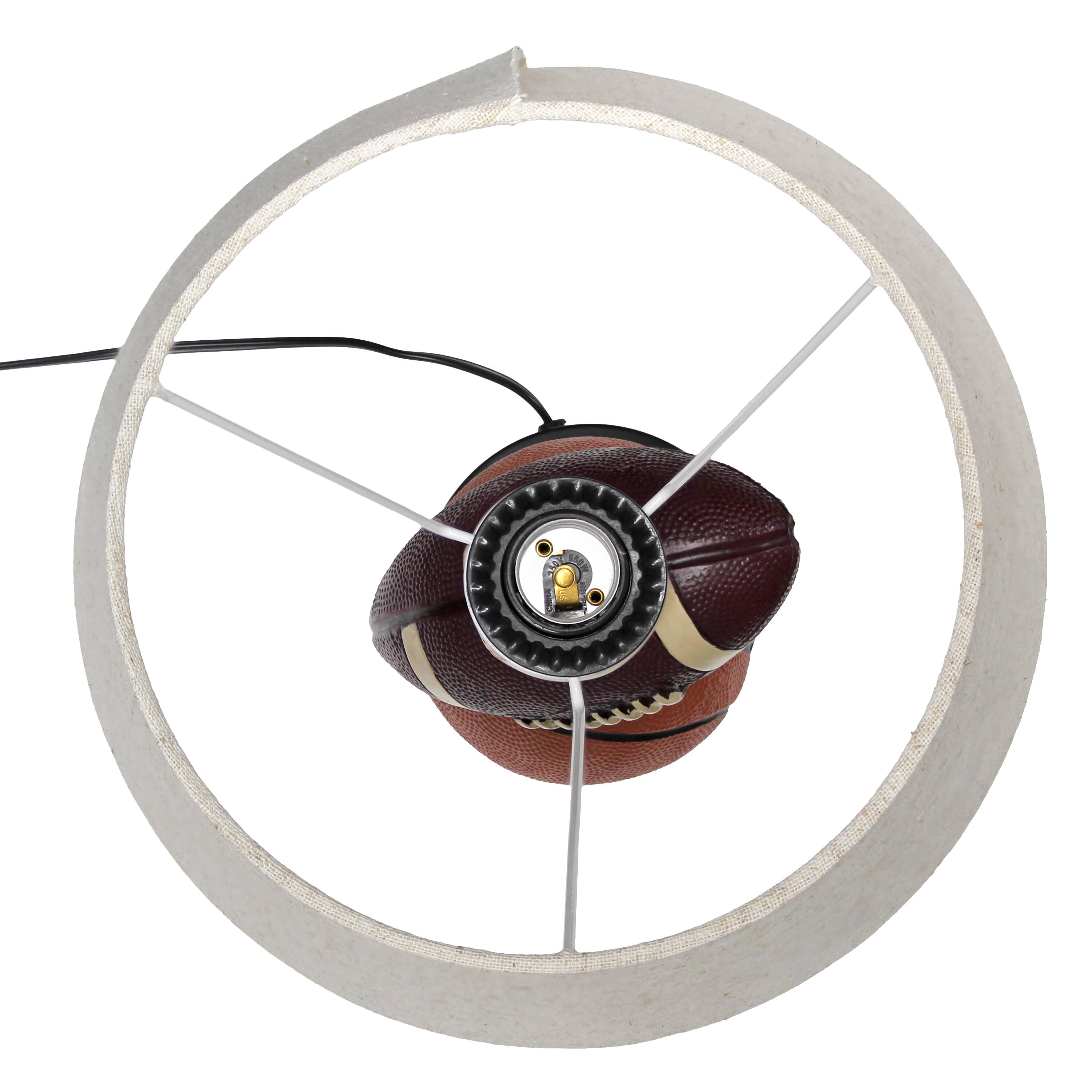 Simple Designs&#x2122; 22&#x22; Basketball, Baseball, Football Table Lamp with Beige Shade