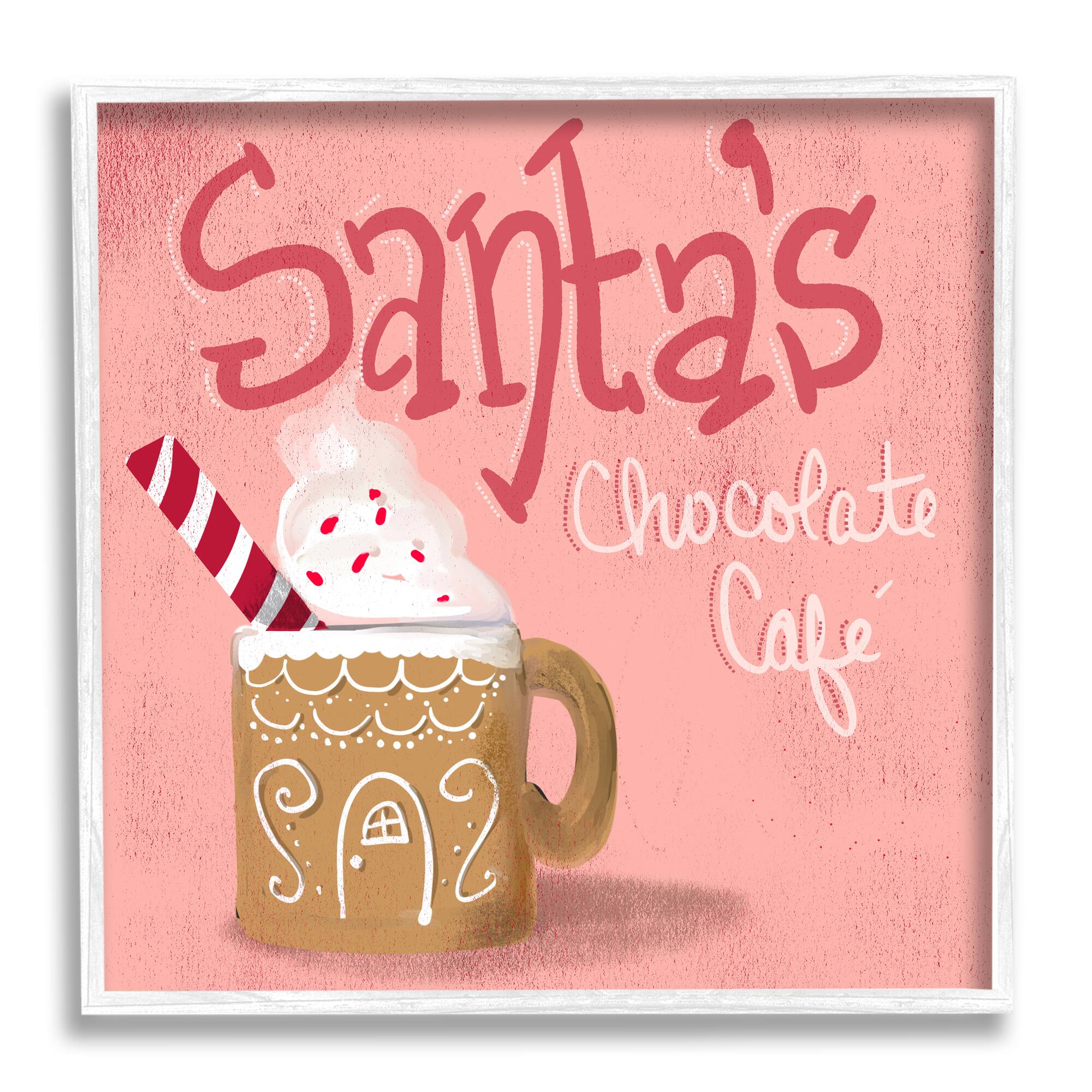 Stupell Industries Santa's Chocolate Cafe Sign Framed Giclee Art