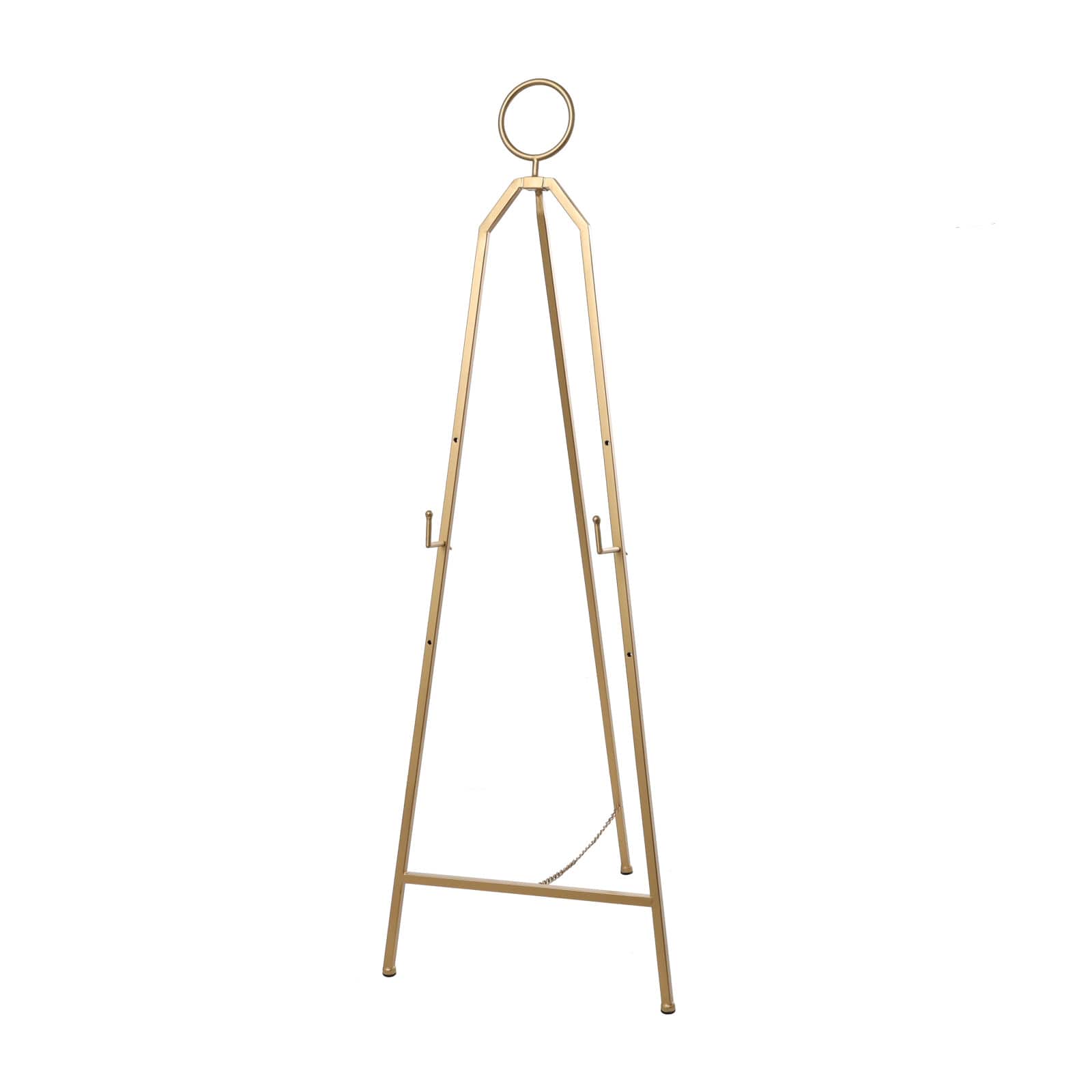51.5" Gold Metal Adjustable Minimalistic Floor Easel with Circular Ring Top