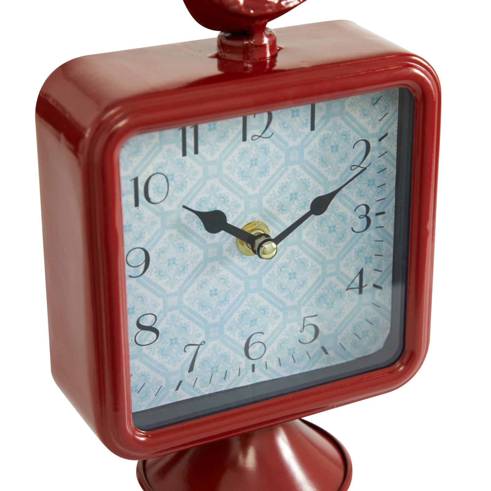 6&#x22; Multicolored Vintage Metal Bird Clock Set