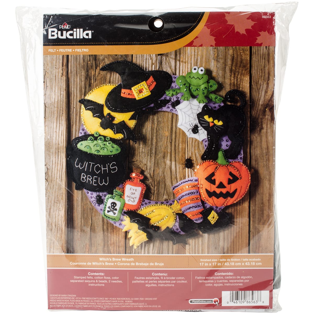 Bucilla Witch&#x27;s Brew Halloween Felt Wreath Kit