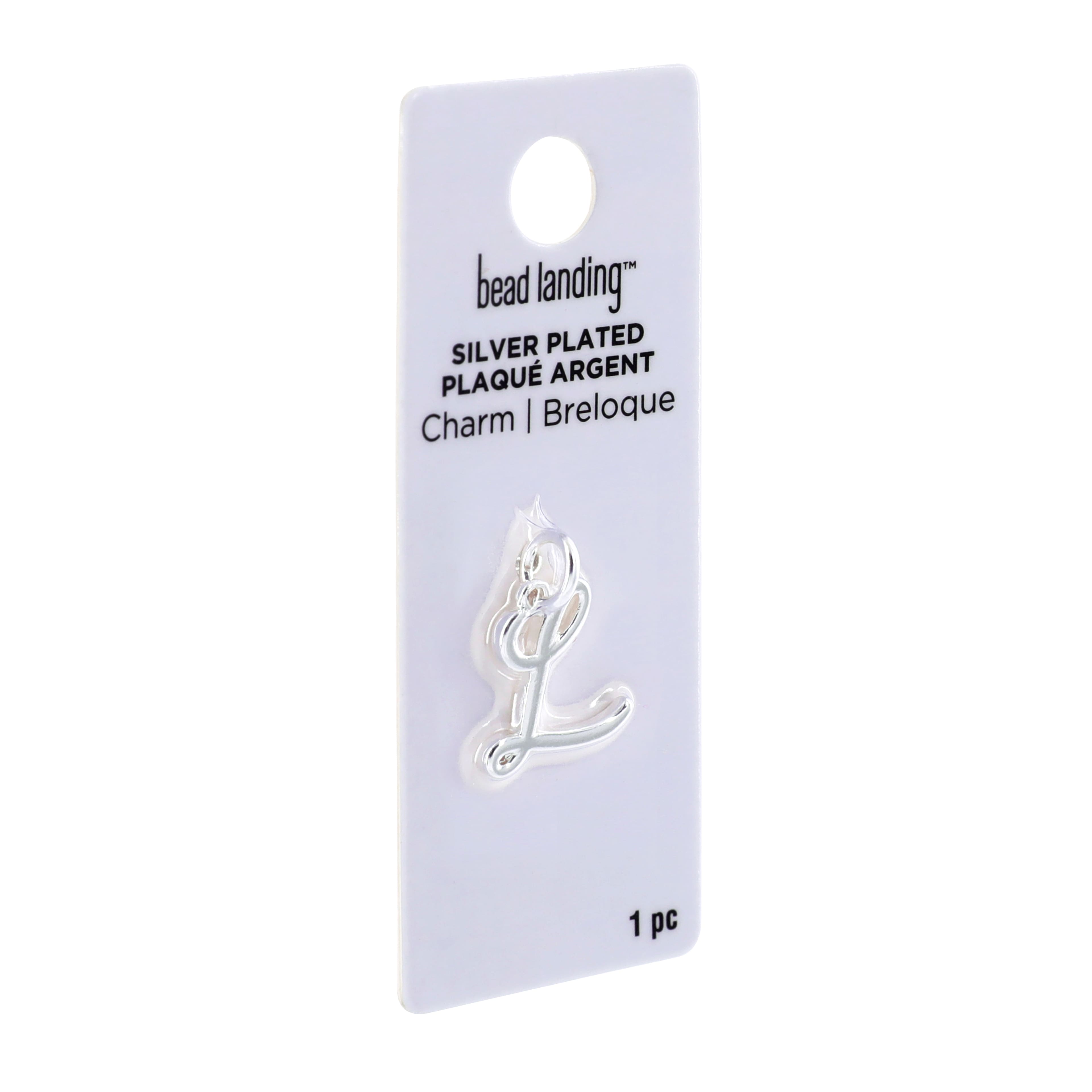 Silver Plated Script Letter Charm by Bead Landing&#x2122;
