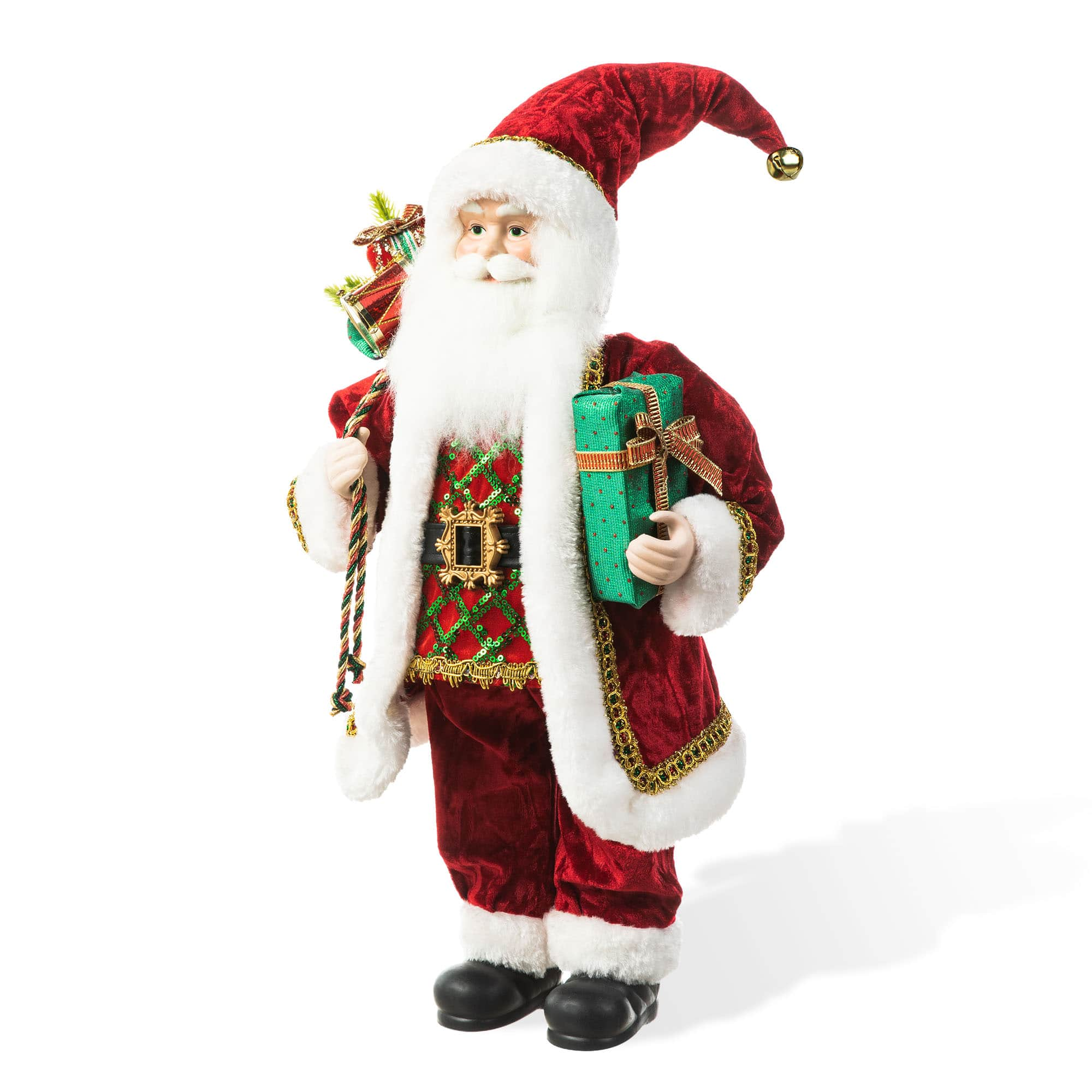 Glitzhome&#xAE; 18&#x22; Faux Fur Traditional Christmas Santa Figurine