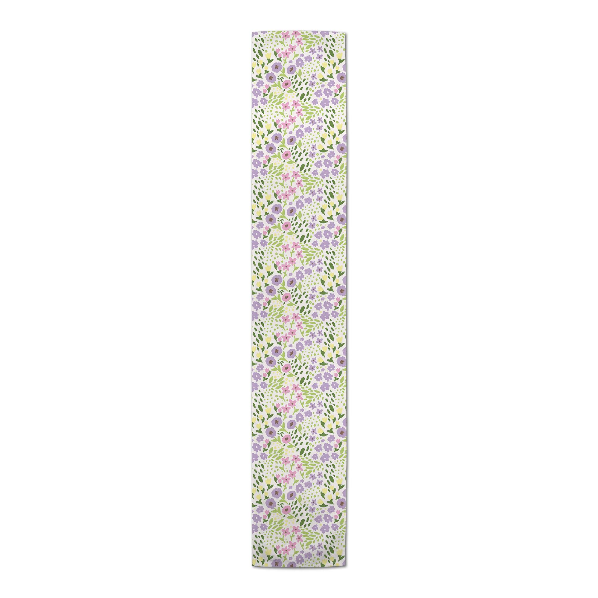 Whimsical Spring Floral Runner 2 16" x 90" Cotton Twill Runner