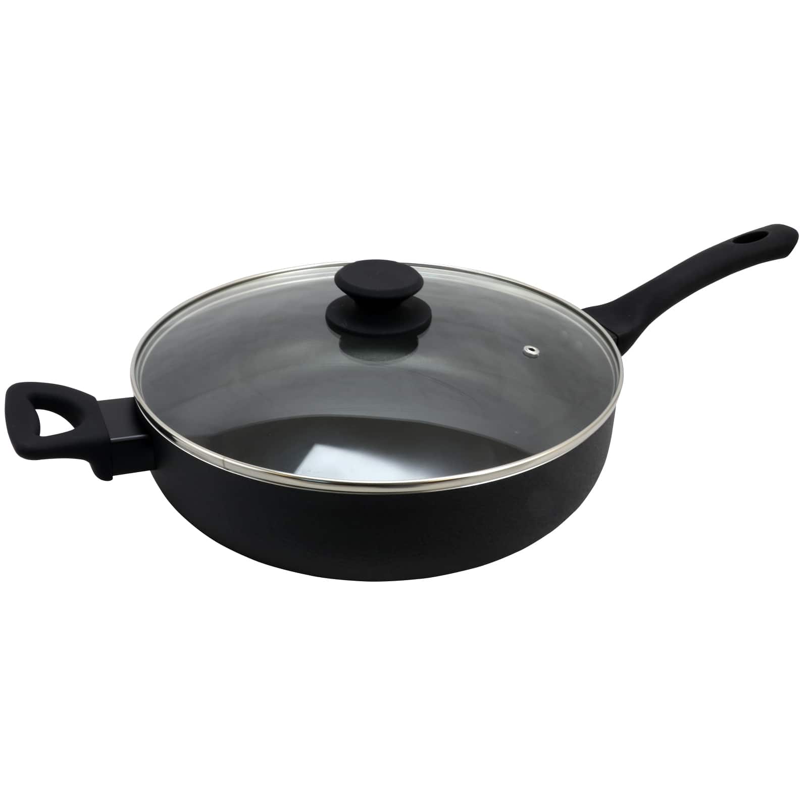 Oster Ashford 5qt. Black Aluminum Saut&#xE9; Pan With Tempered Glass Lid