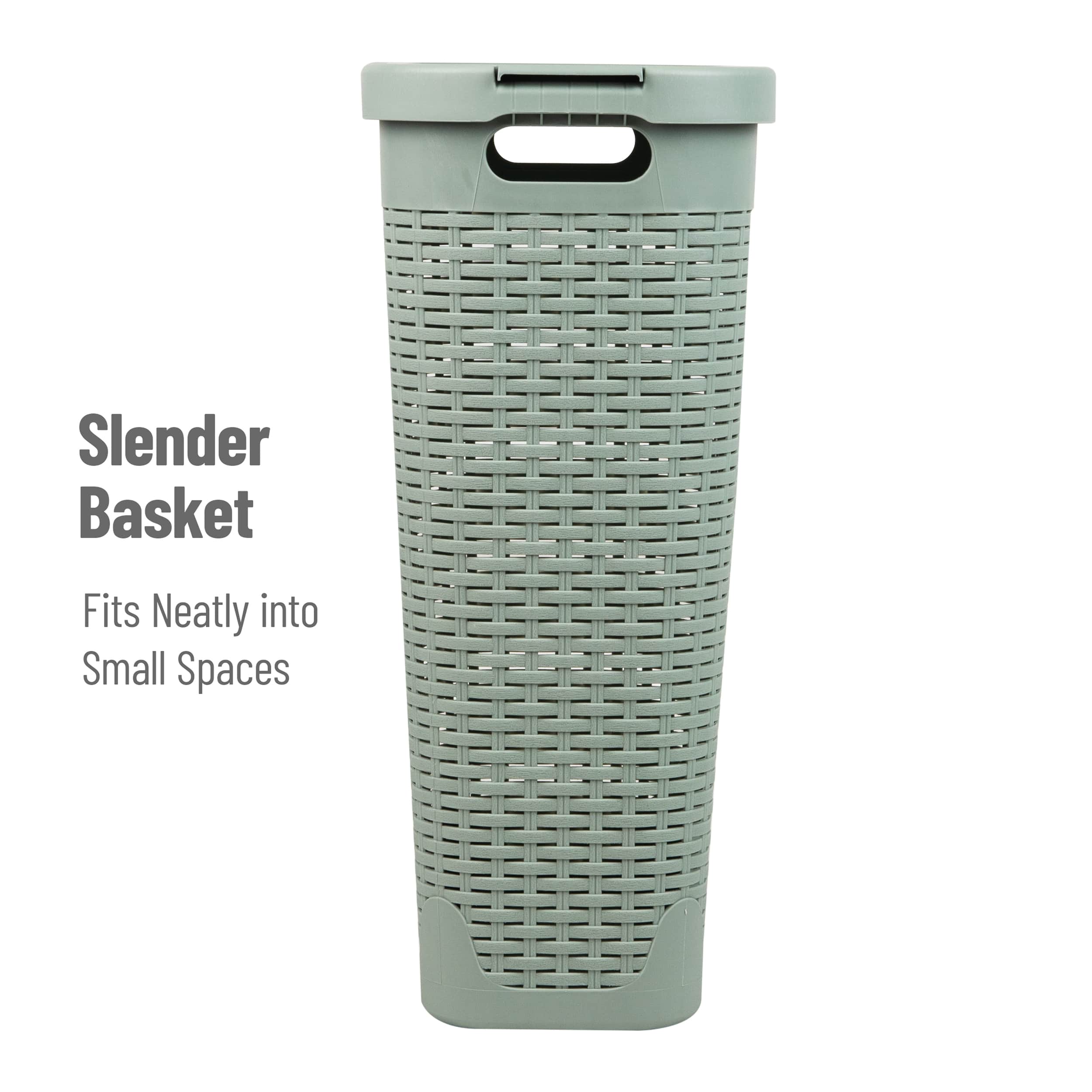 Mind Reader 40L Slim Plastic Wicker Laundry Hamper