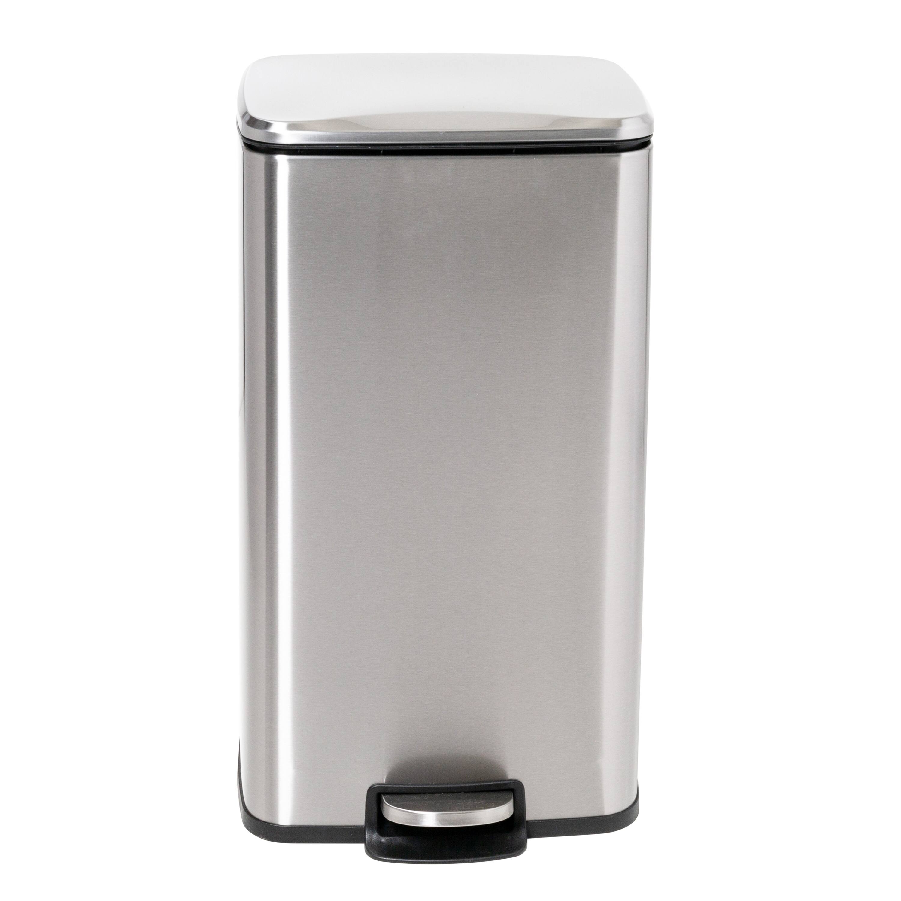 Honey Can Do Stainless Steel Step Trash Cans with Lid Set