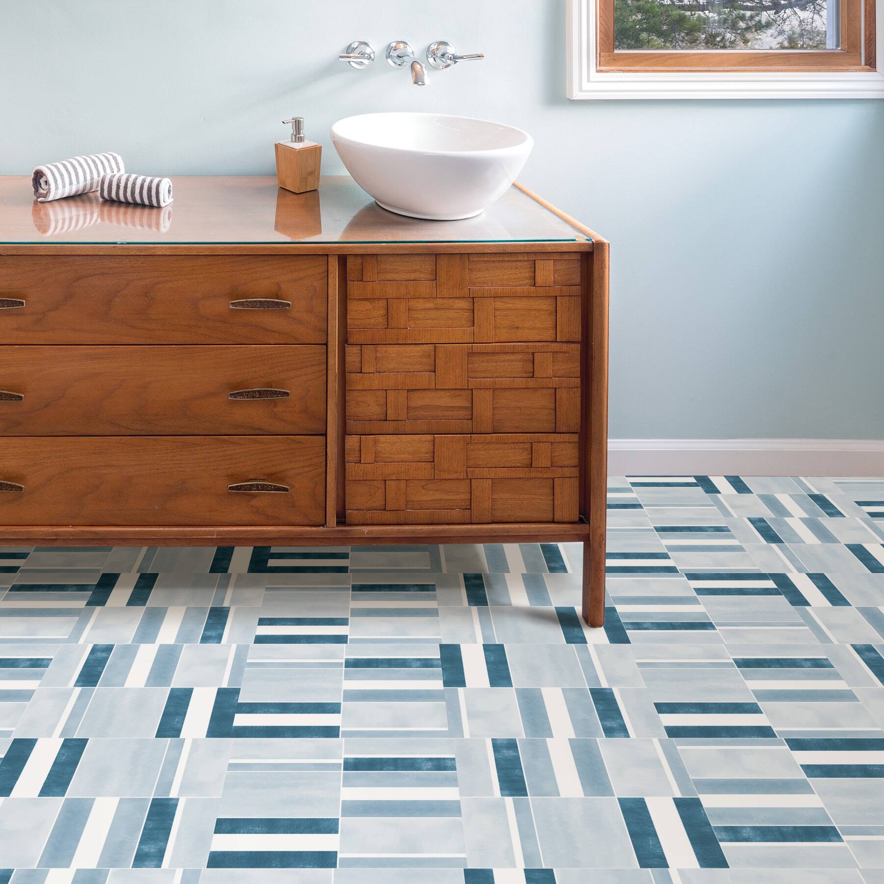 FloorPops Azure Peel &#x26; Stick Floor Tiles