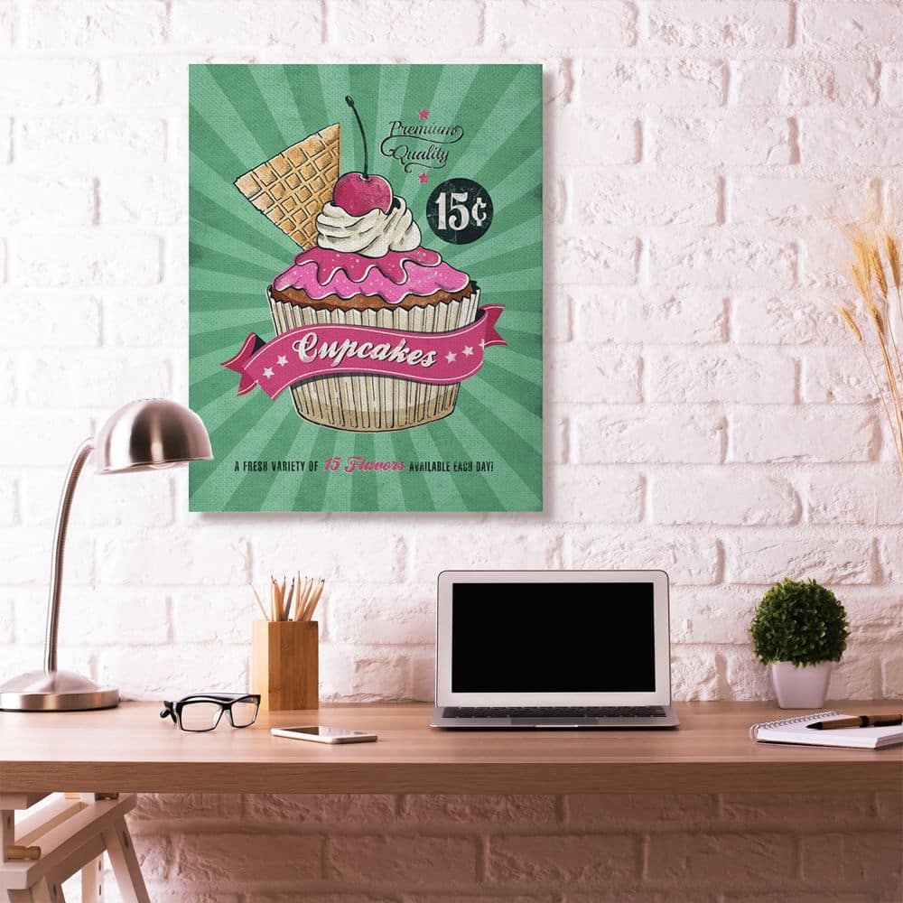 Stupell Industries Cupcakes Vintage Comic Book Canvas Wall Art