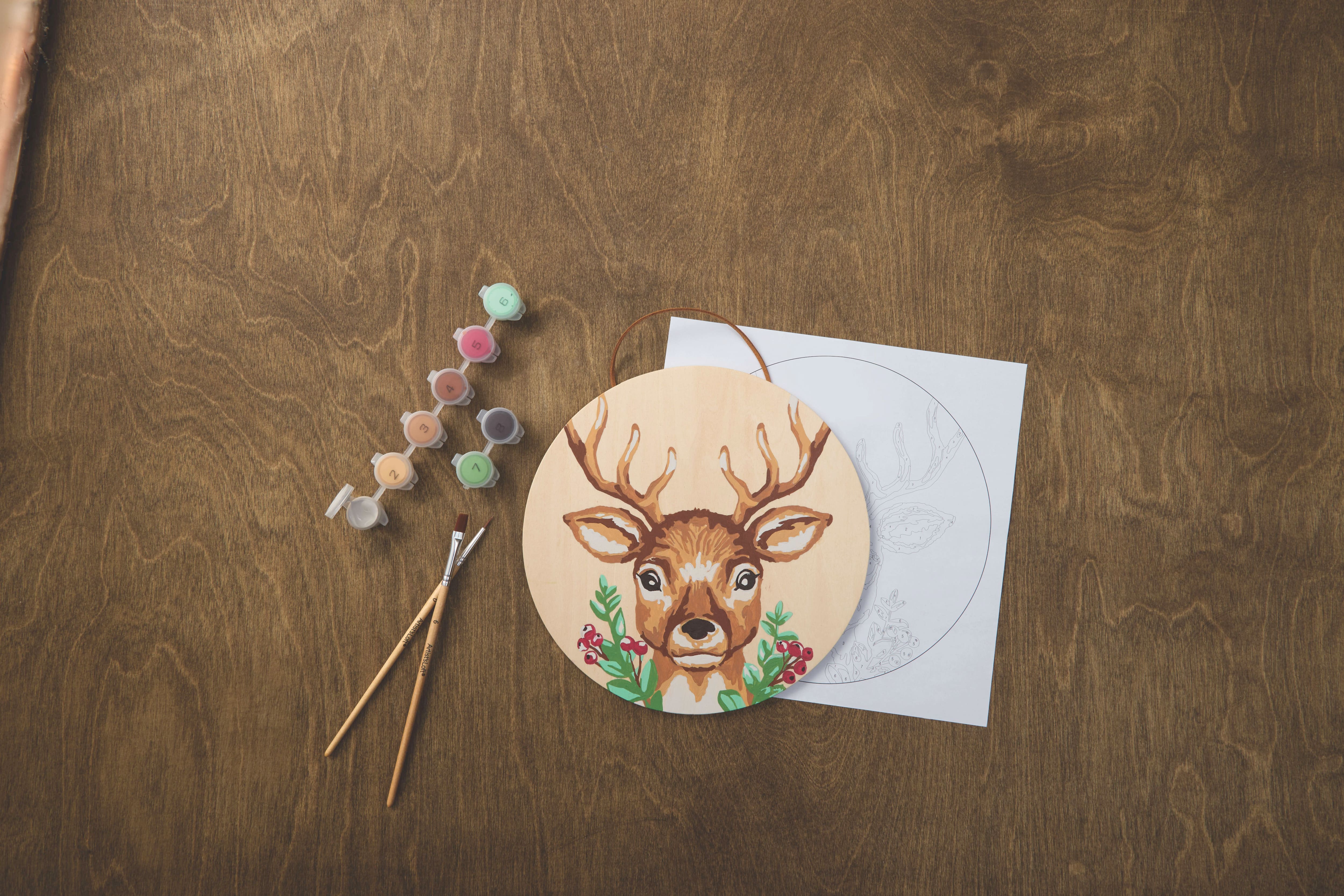 8" Reindeer Paint-by-Number Plywood Surface Kit by Artist's Loft®